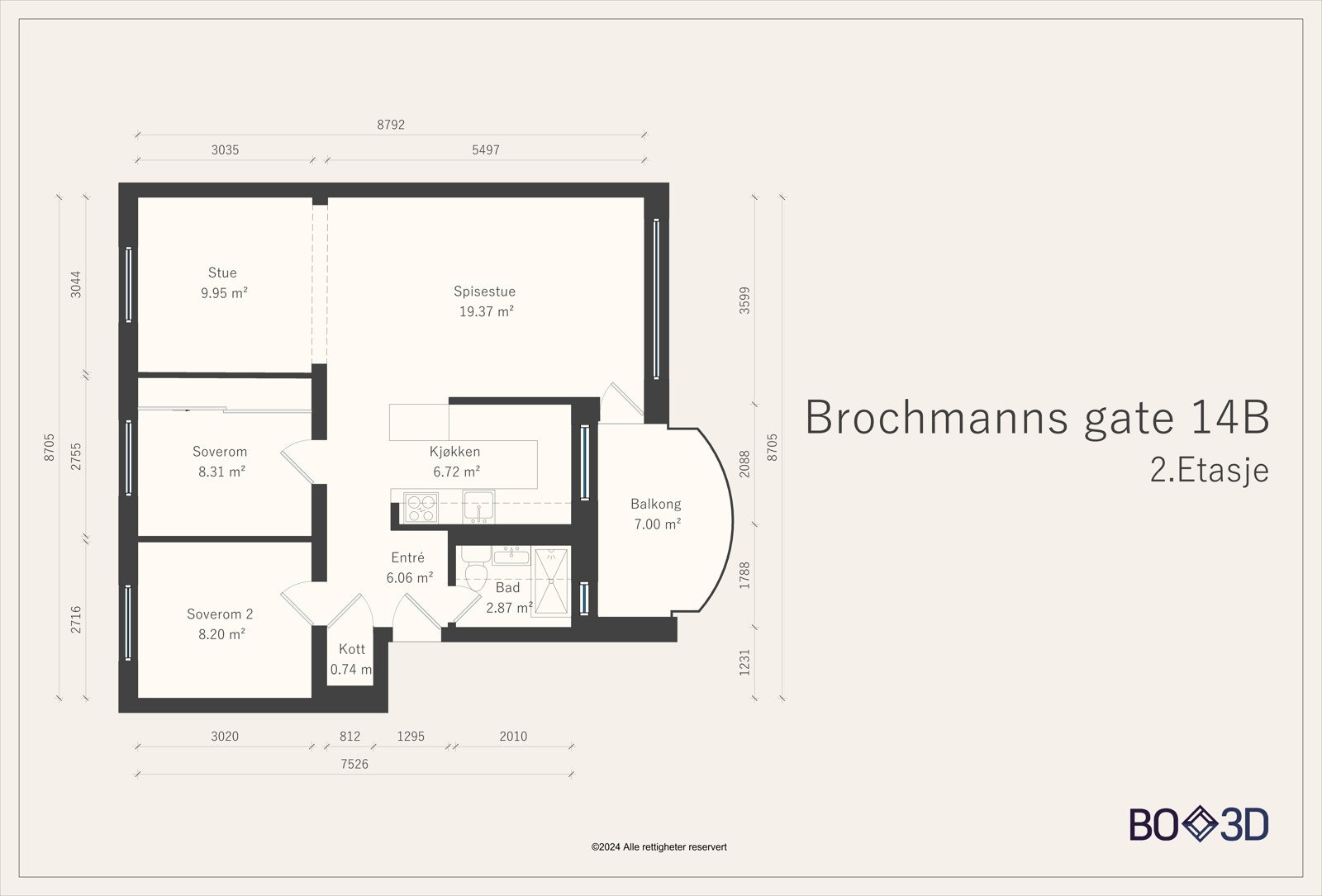 Vi kjører på med planskissen med én gang, slik at du får orientert deg litt. I tillegg til innvendige arealer disponerer boligen 2 boder: Målt til totalt 11 m². Galleribilde