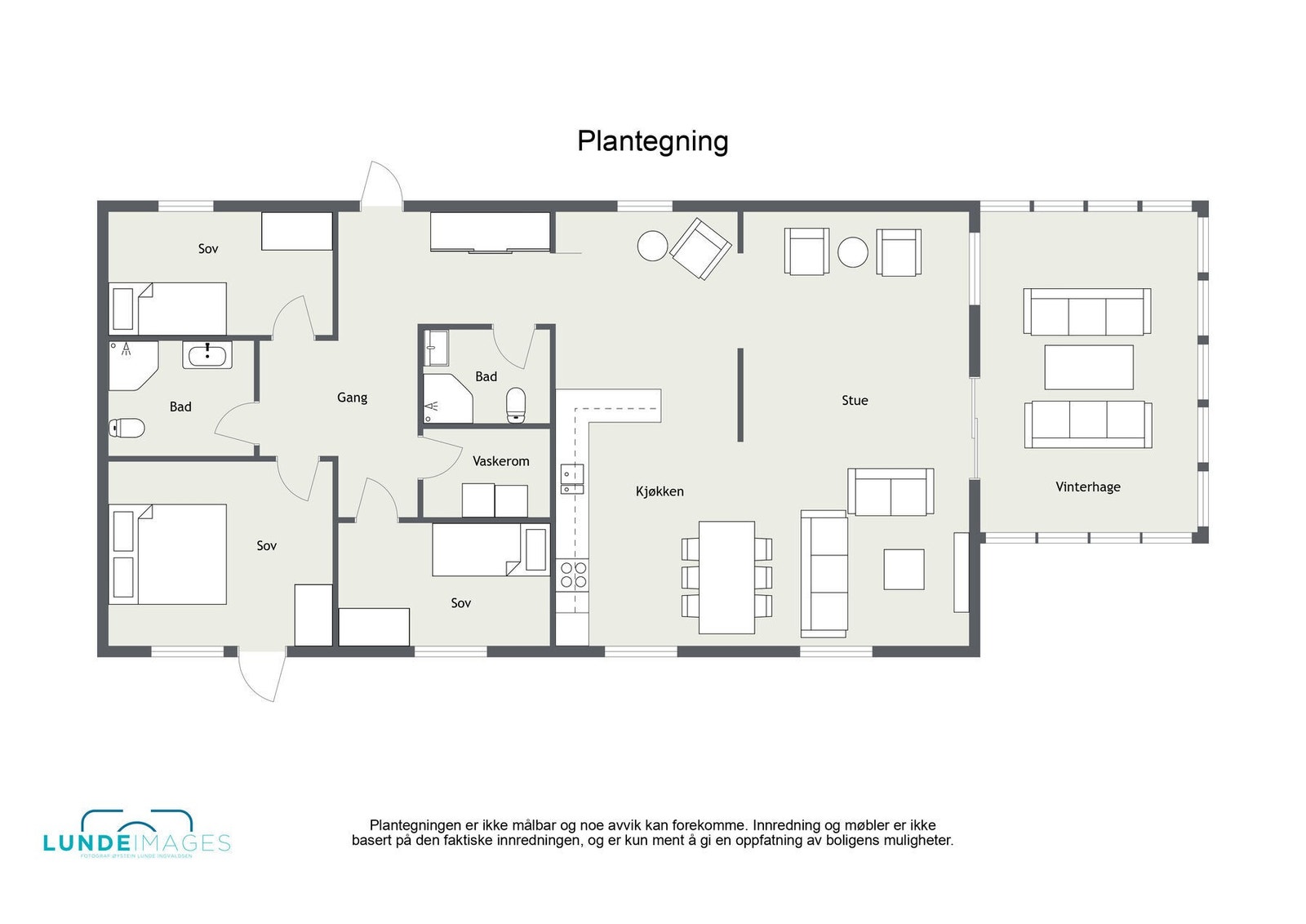 Planskisse - ikke målbar - leiligheten har et BRA-i på 117, BRA-b på 22 kvm og TBA på 16 kvm. Galleribilde
