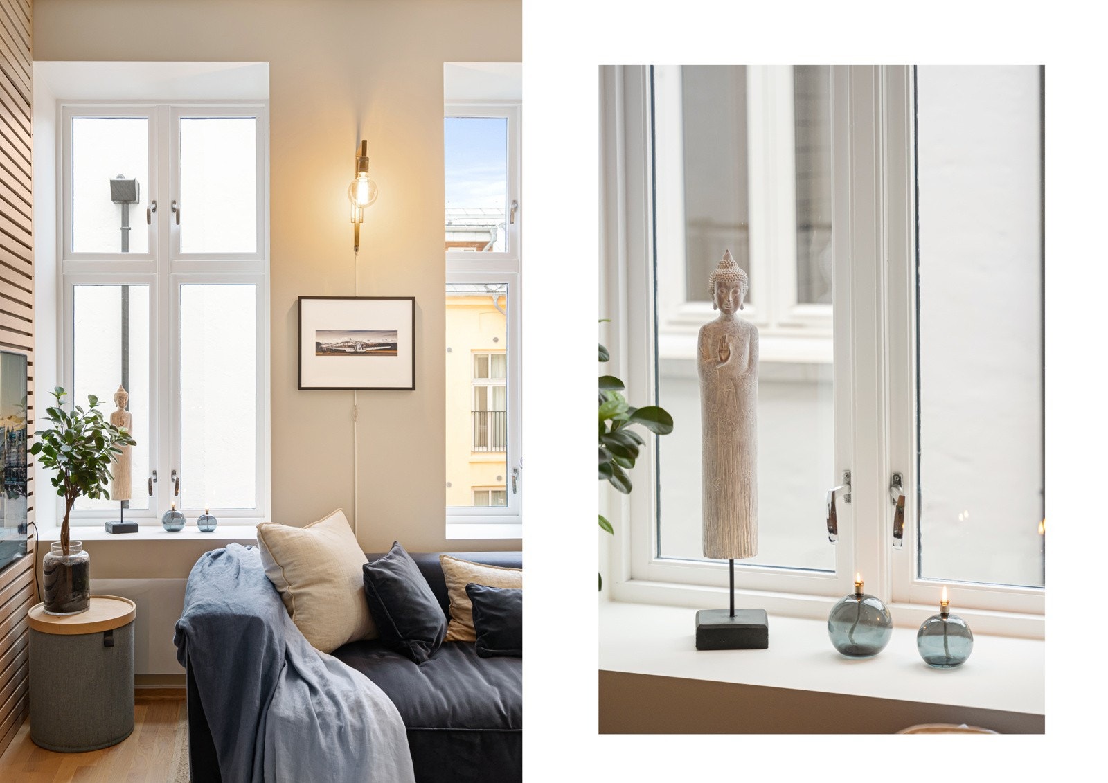 Vinduene har dype vinduskarmer som gir et klassisk preg. Galleribilde