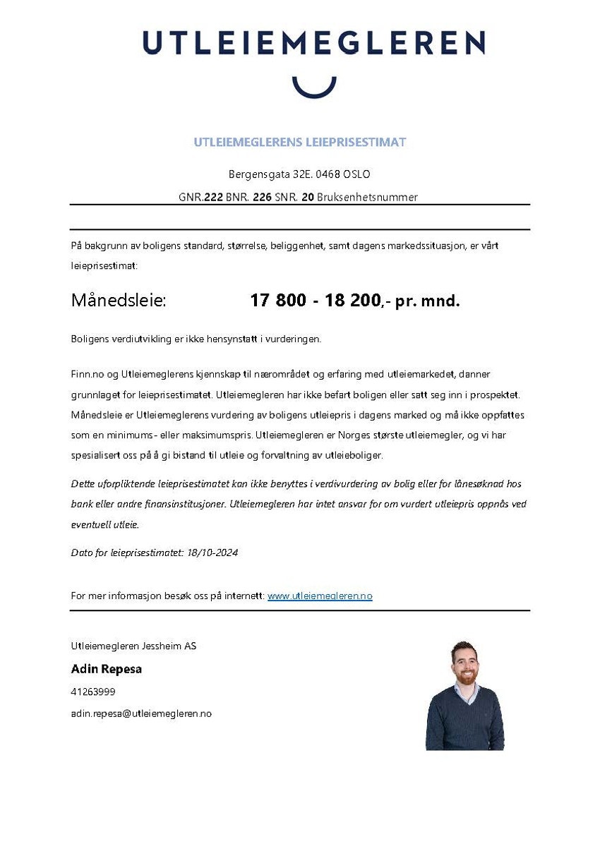 Leieprisestimat Galleribilde