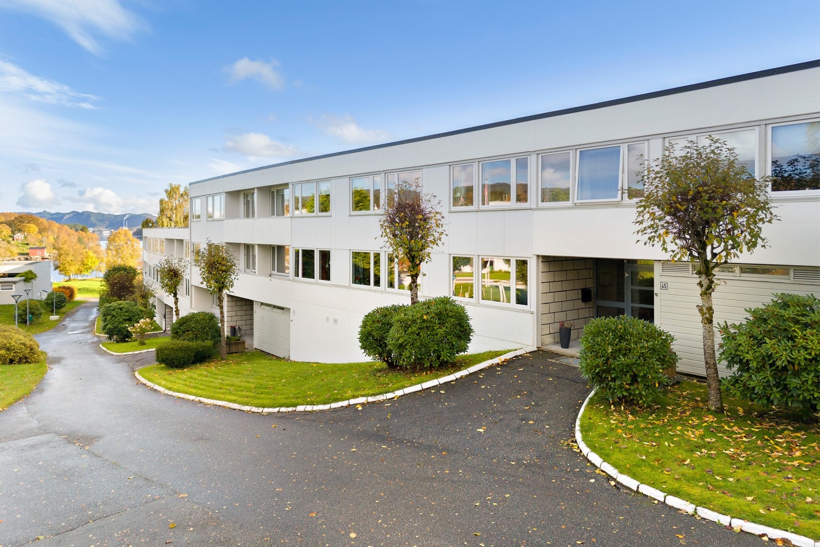 Inngangsparti og pent opparbeidede fellesarealer. Inngangsparti med calling-anlegg. Galleribilde