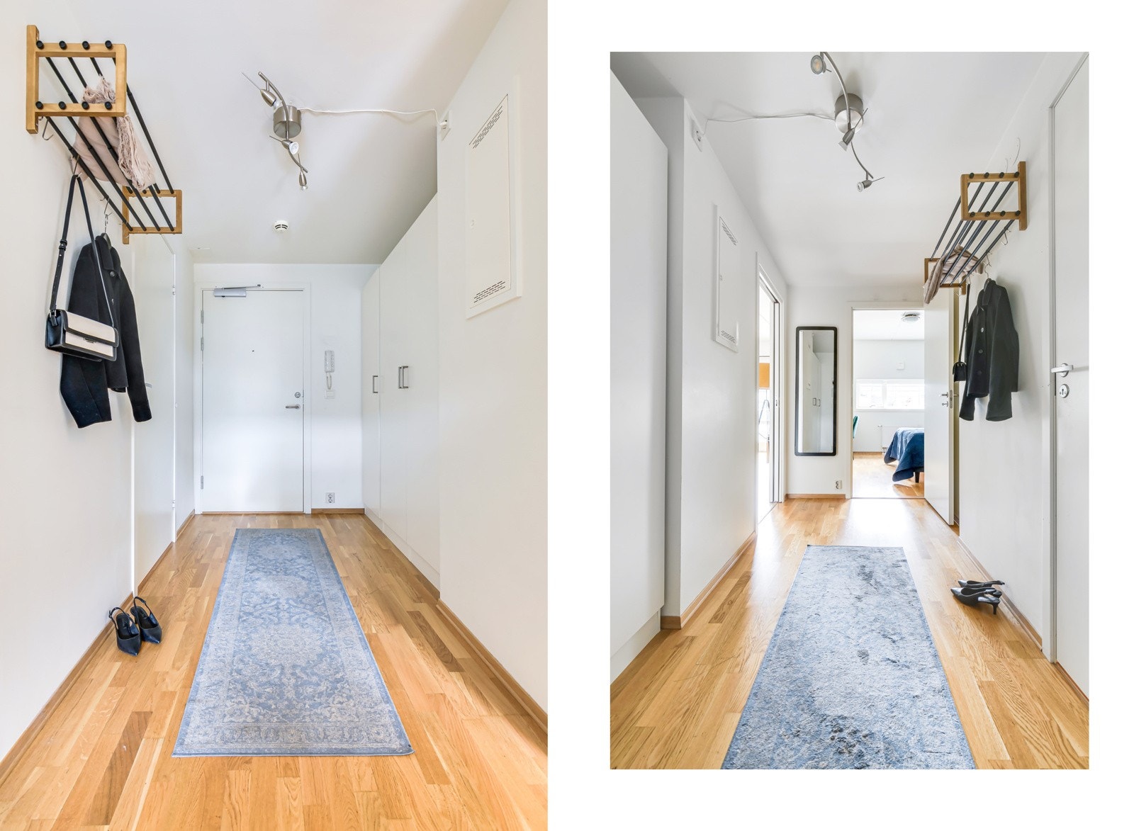 Den innbydende entréen gir et godt førsteinntrykk av boligen. Det er god plass til avheng av ytterklær. Galleribilde