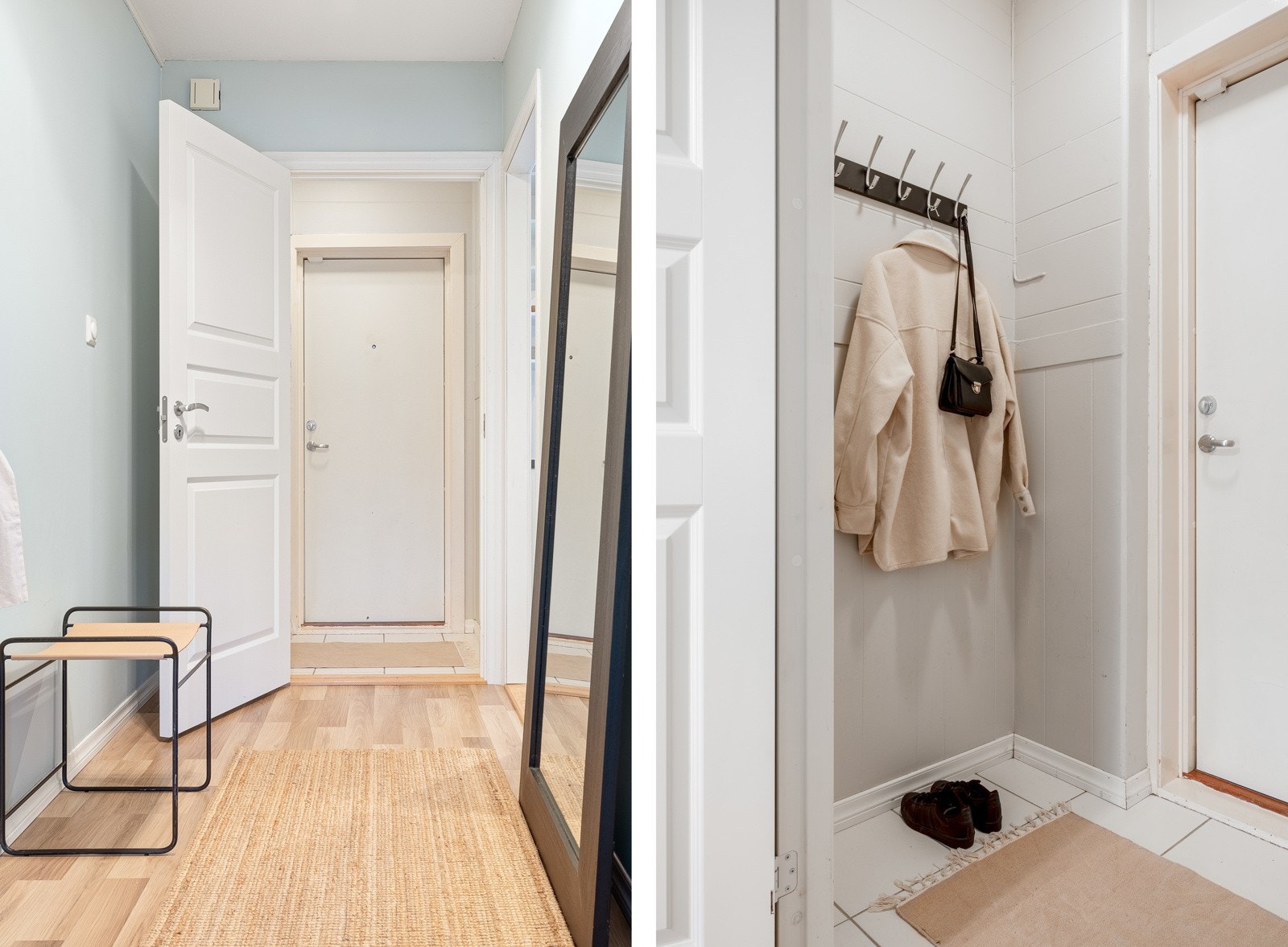 Entréen måler 1,5 kvm og gangen måler 6,9 kvm. Galleribilde