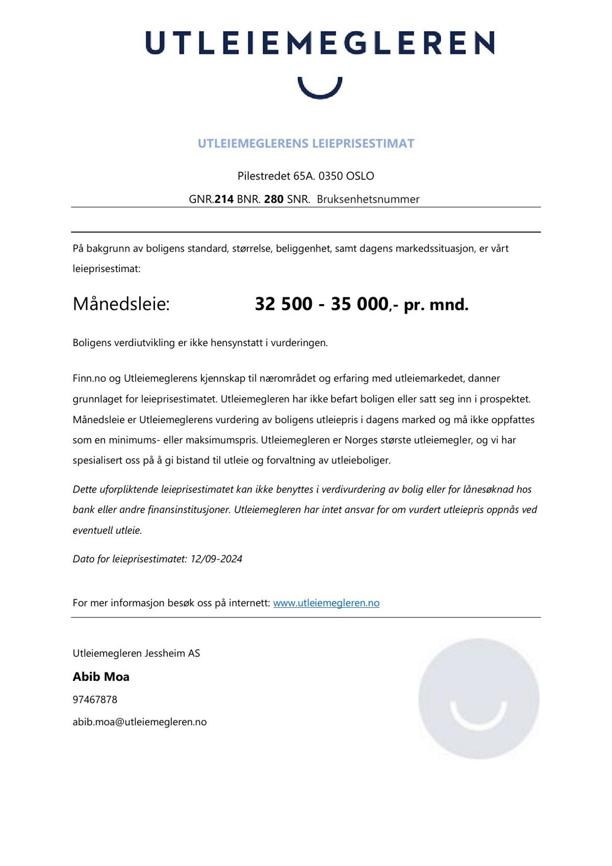 Leieprisestimat - Pilestredet 65 A Galleribilde