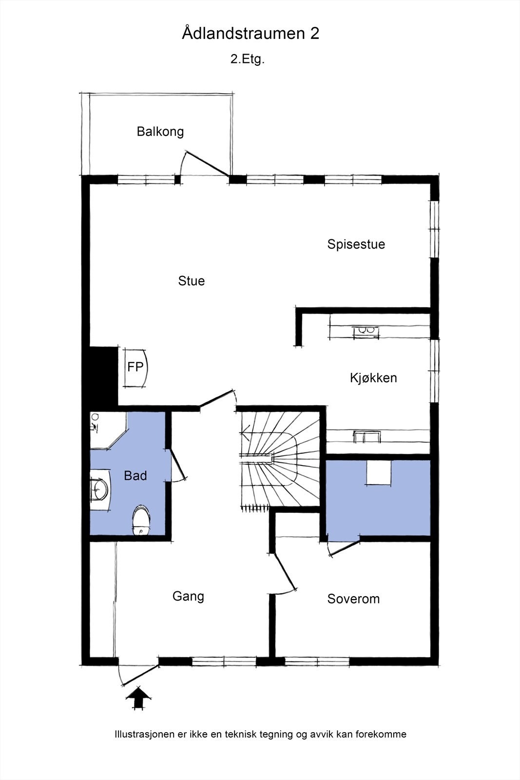 Plantegning 2.et: Gang (15,7m²), bad (4,1m²), vaskerom (2,9m²), soverom (8m²), stue (31,1m²), kjøkken (8,6m²) Galleribilde