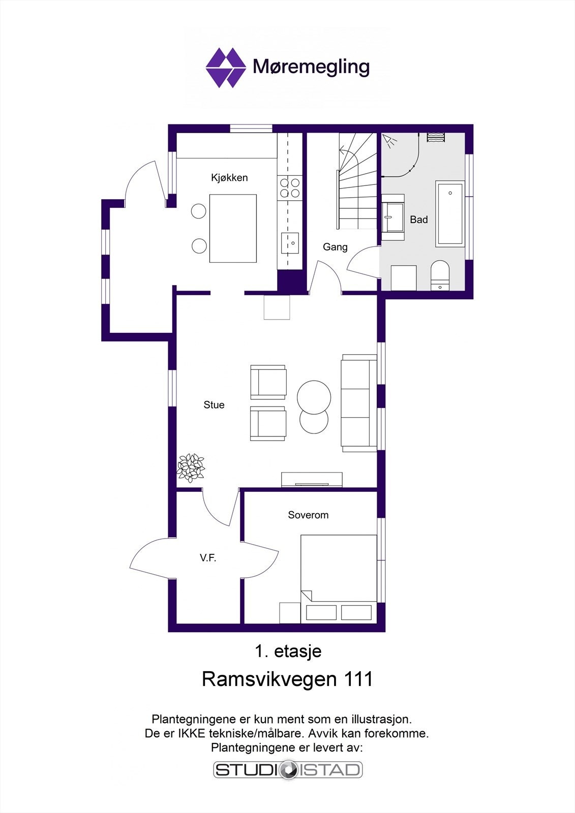 Plantegning 1. etasje Galleribilde