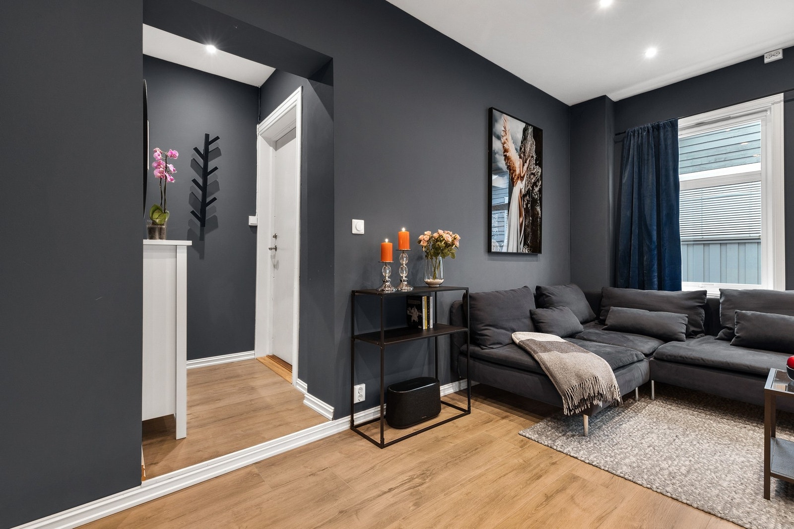 Entré med laminat på gulv, og vegg- og himlingsflater i malte flater Galleribilde