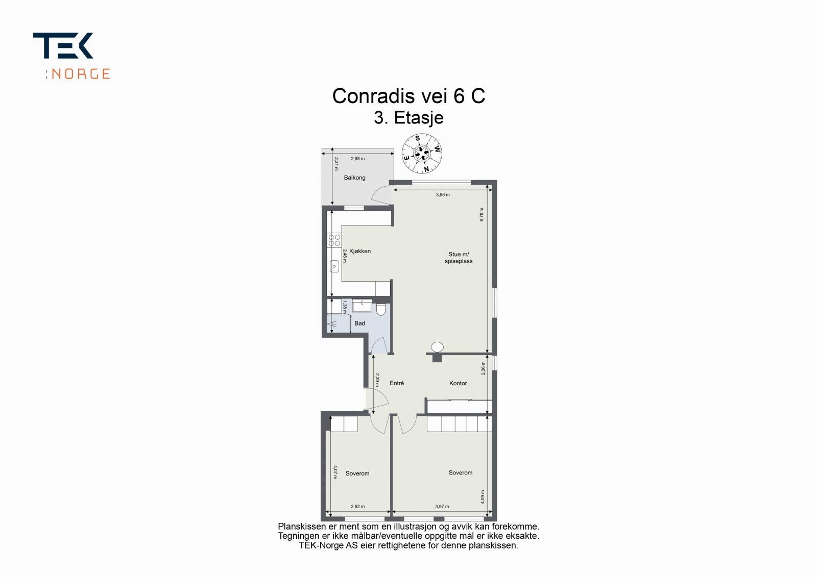 Plantegning Conradis vei 6 C, Sandvika Galleribilde
