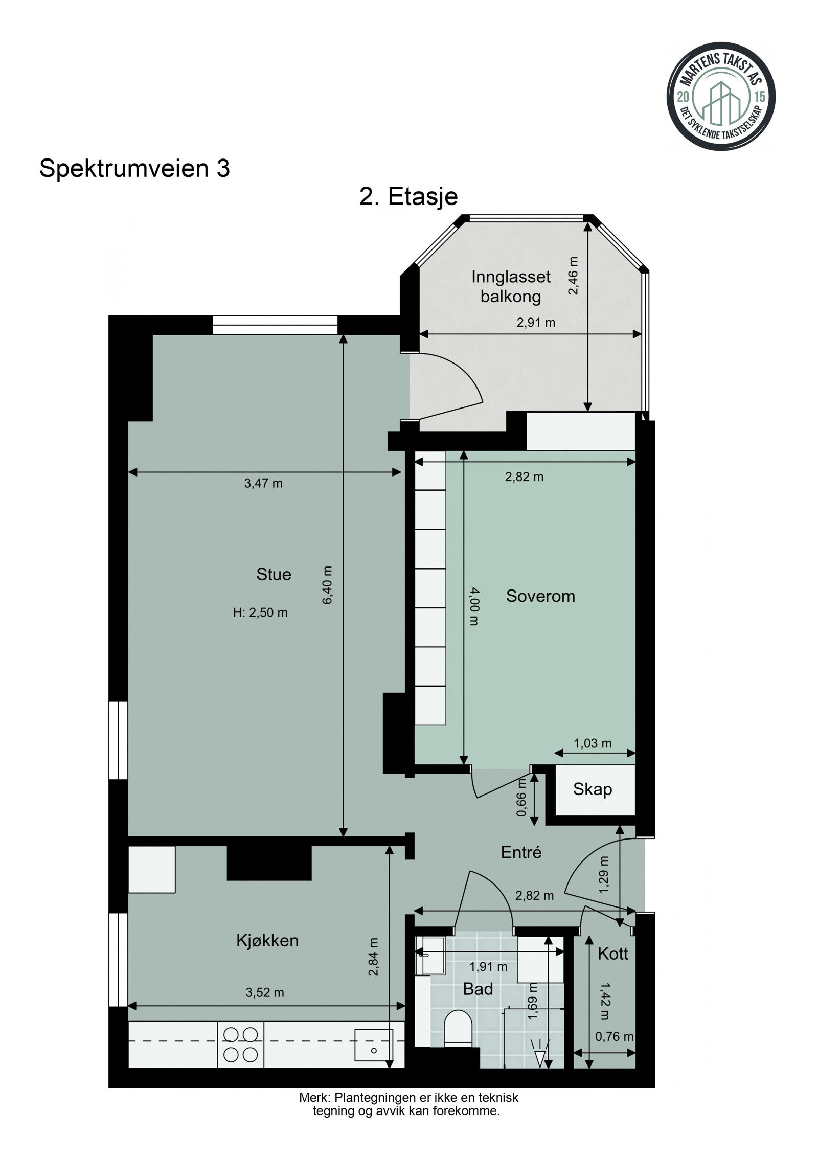 Plantegning - Leiligheten ligger i 2. etasje. Galleribilde