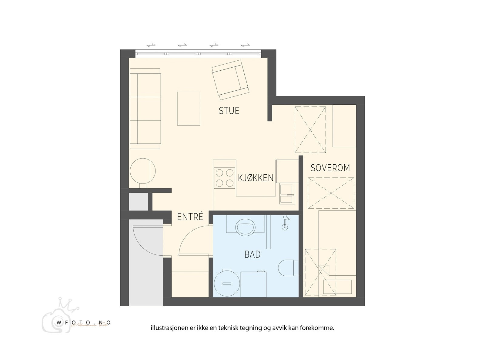 Plantegning utleiedel (loft) Galleribilde