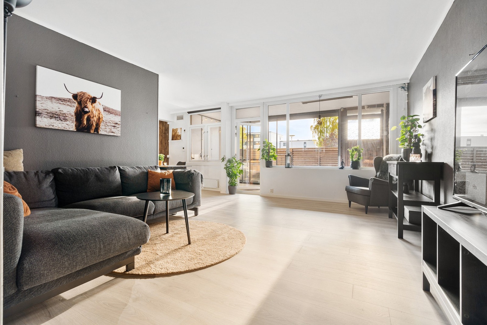 Store vindusflater gir boligen mye naturlig lysinnslipp. Galleribilde