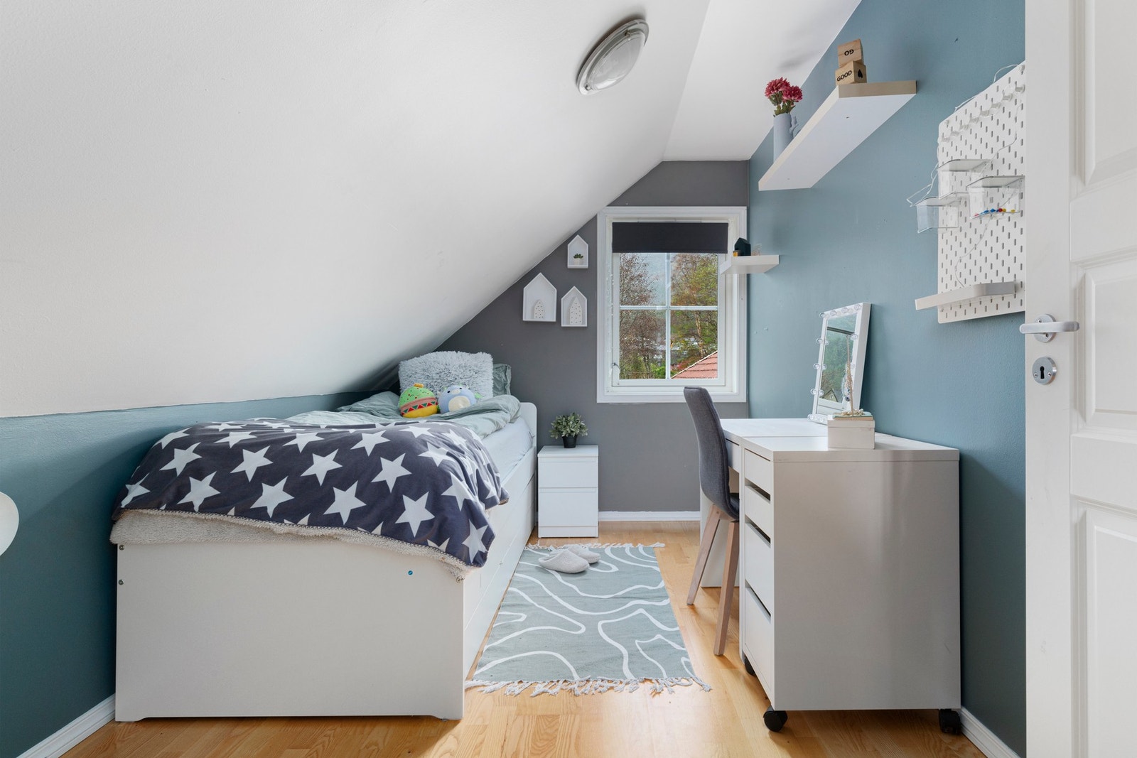 Soverommene i loftsetasjen passer perfekt som barnerom/gjesterom/kontor. Galleribilde