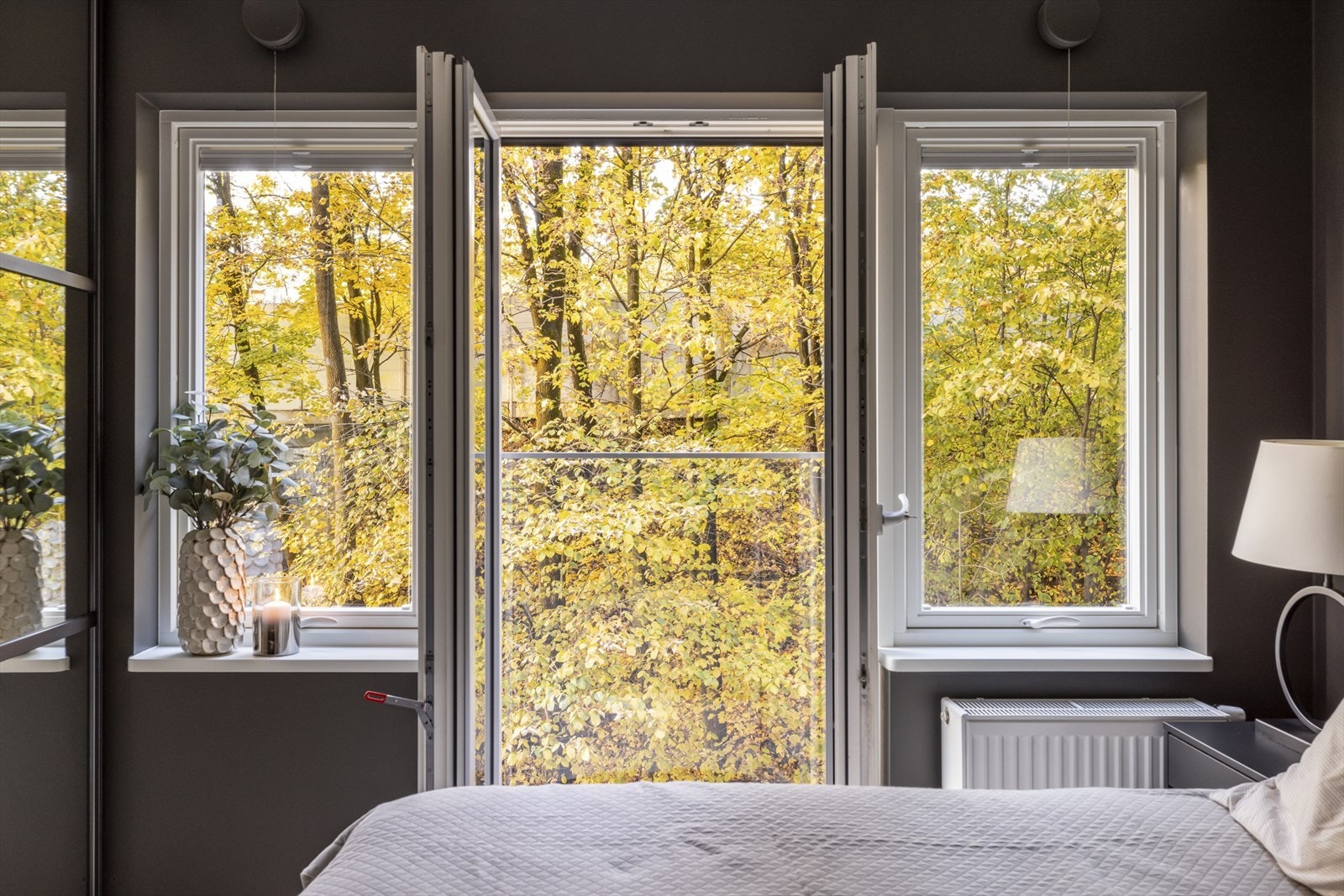 Fransk balkong og store vindusflater. Galleribilde