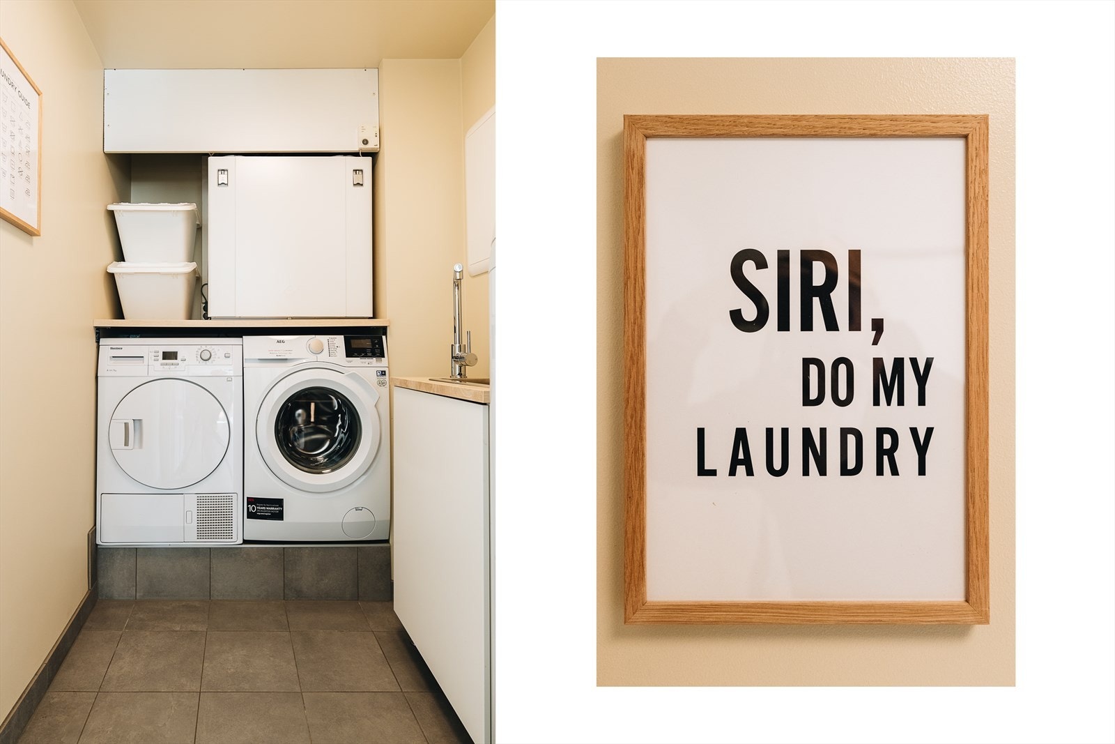 Prikken over i'en er lekkert, smart innredet vaskerom. Plass til vask+tørk, innredet med vask i møblel samt stor varmtvannsbereder (200L) og system for balansert ventilasjon. Galleribilde