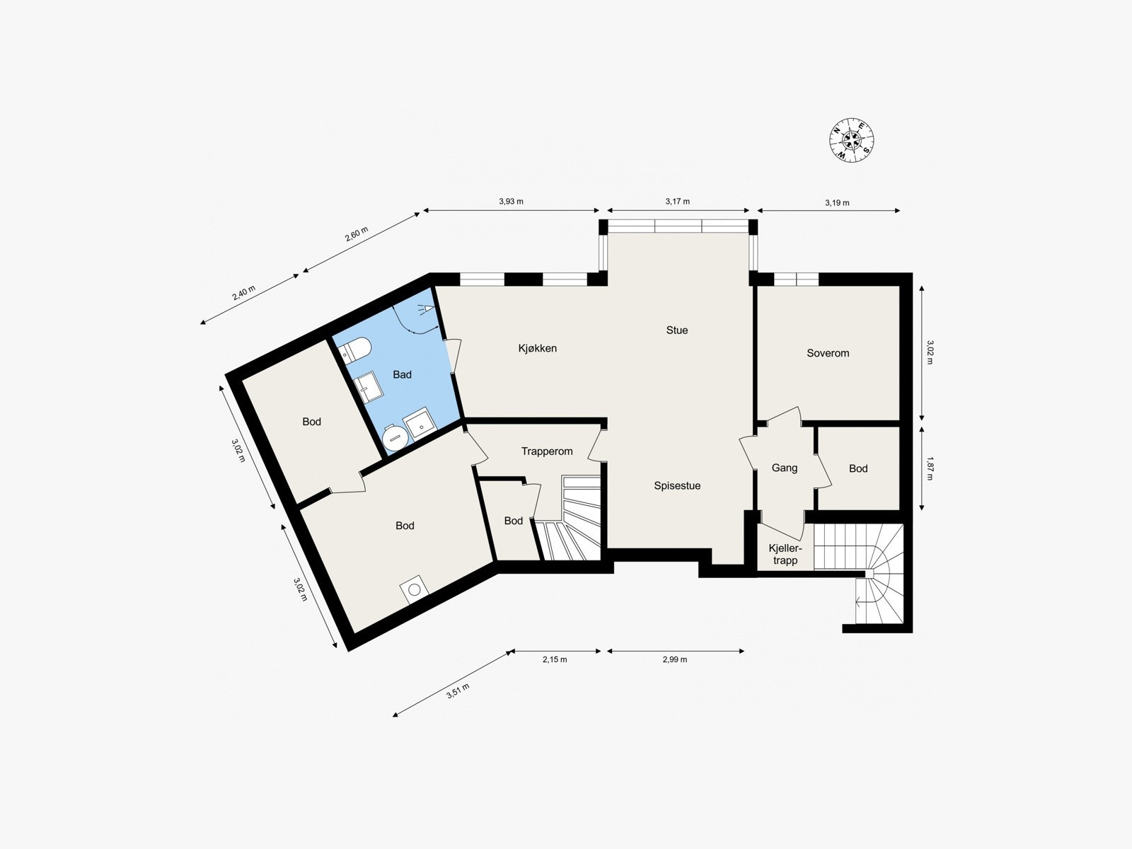 Plantegning kjeller. Galleribilde