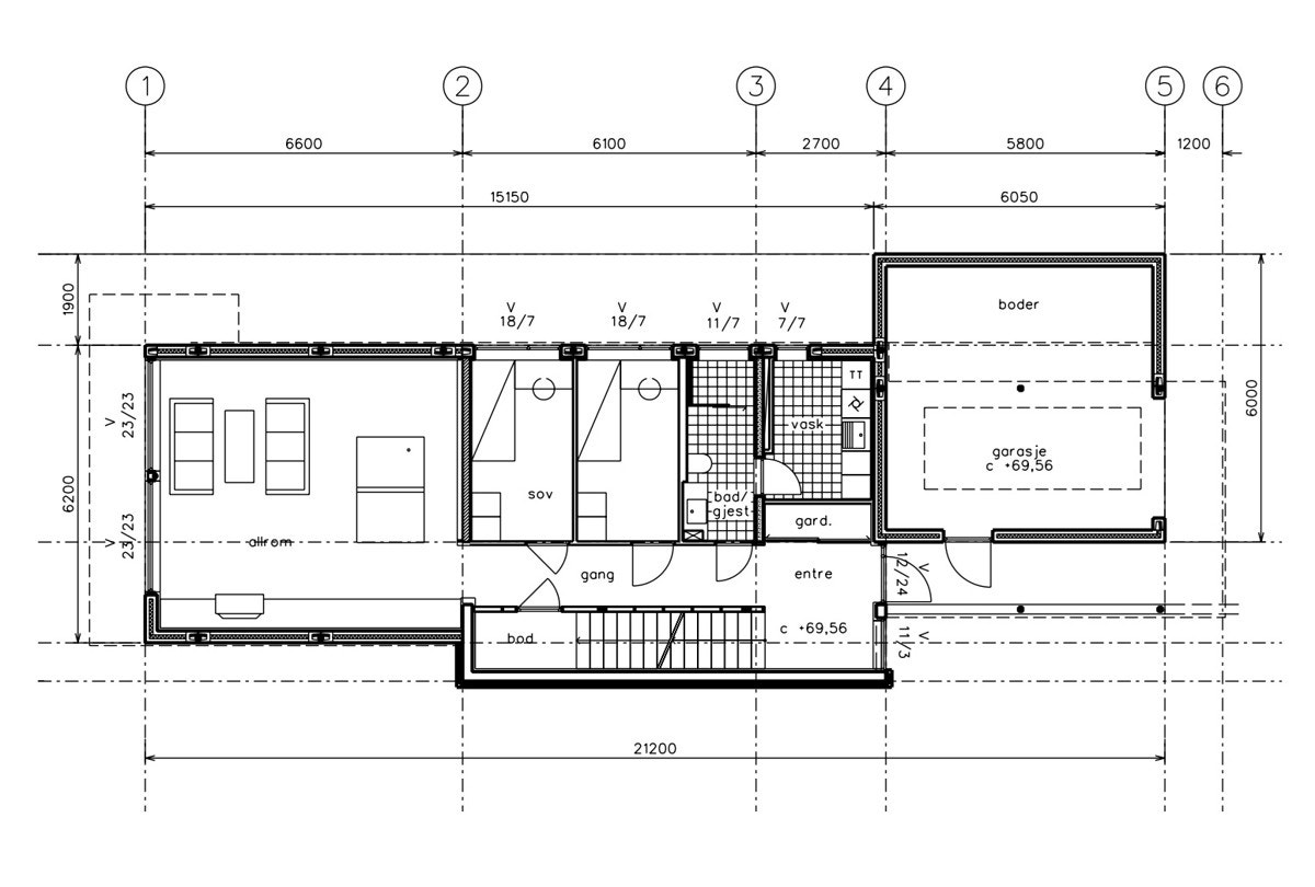 Plantegning 1. etasje Galleribilde