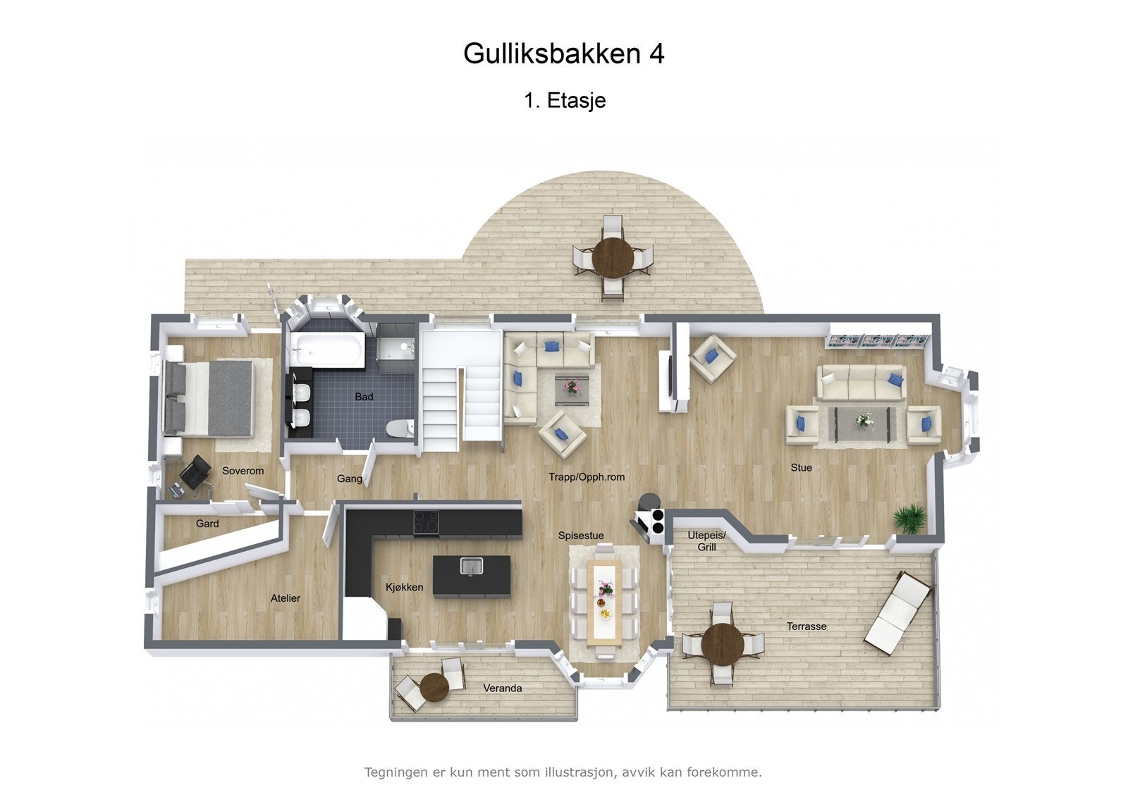 Gulliksbakken 4 - 3D - 1. Etasje Galleribilde