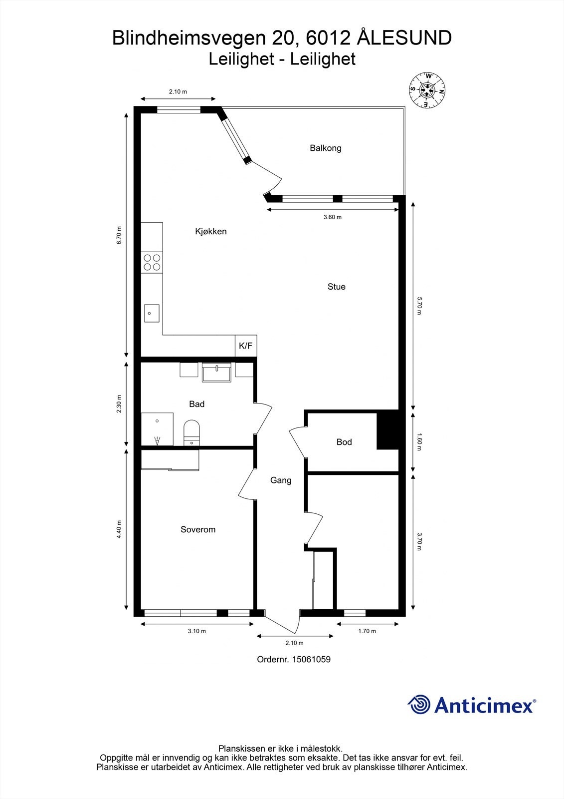 Målsatt plantegning Galleribilde