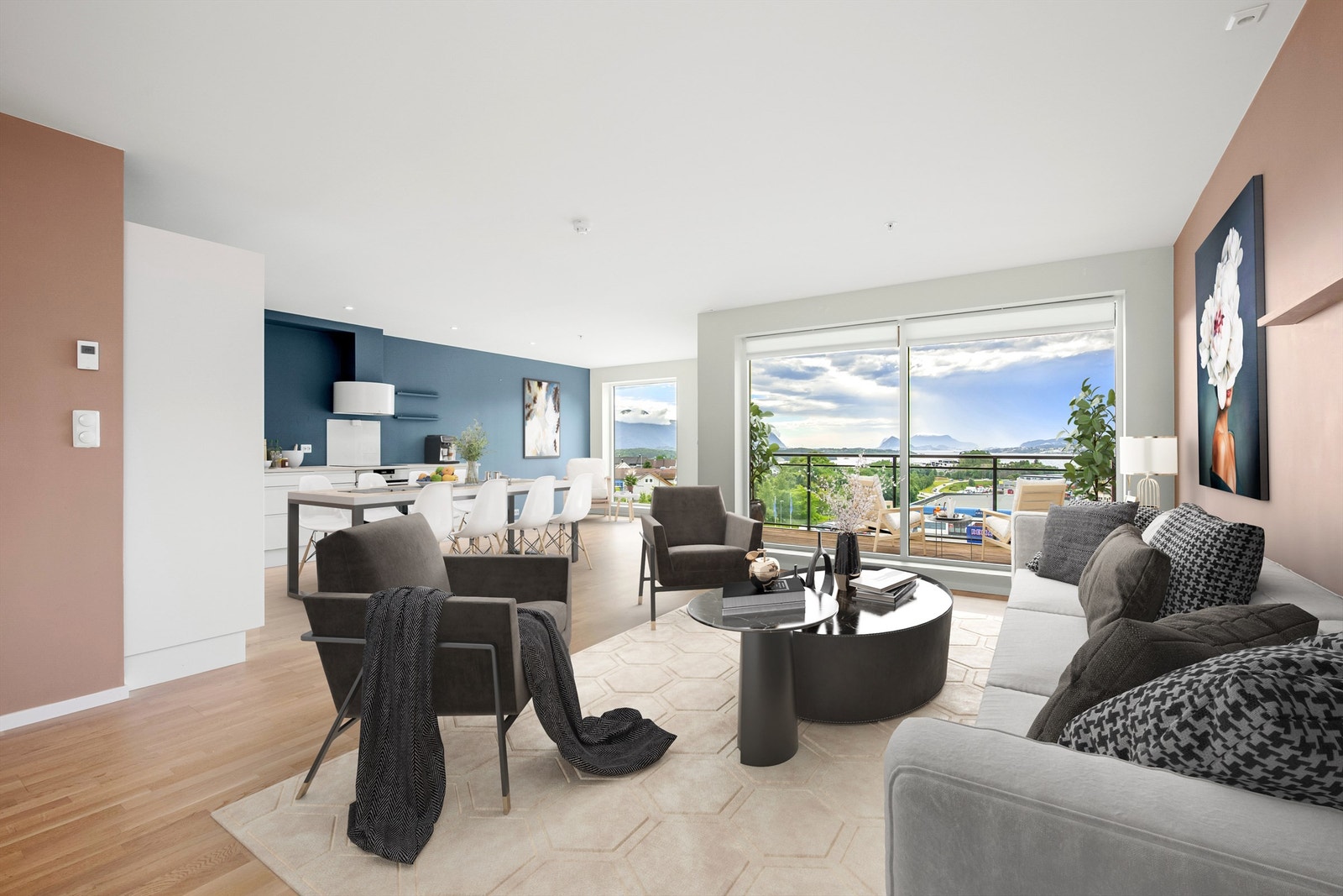 Krogsveen Sunnmmøre v/Daglig leder/Eiendomsmegler Preben Willmann har gleden av å presentere en flott nyere og tiltalende eierleilighet beliggende i Blindheimsvegen 20. Dette bildet er digitalt stylet. Galleribilde