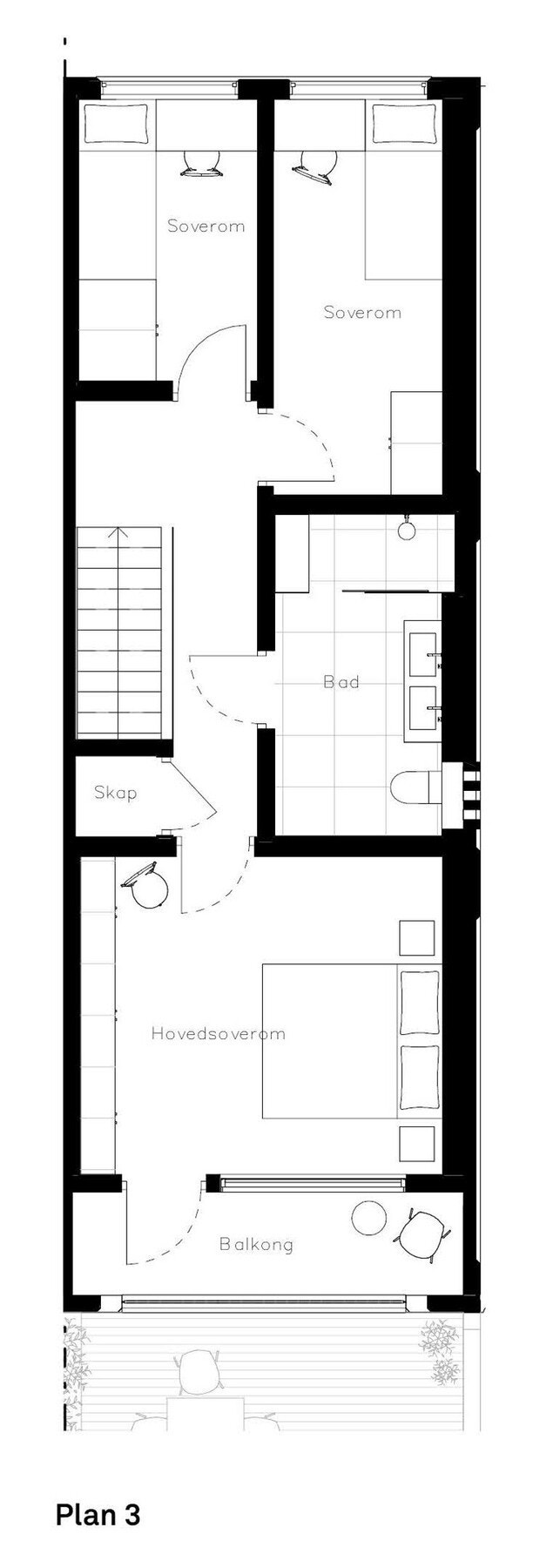 Plantegning 3. etasje. Avvik kan forekomme pga møbelløsninger m.m.. Galleribilde