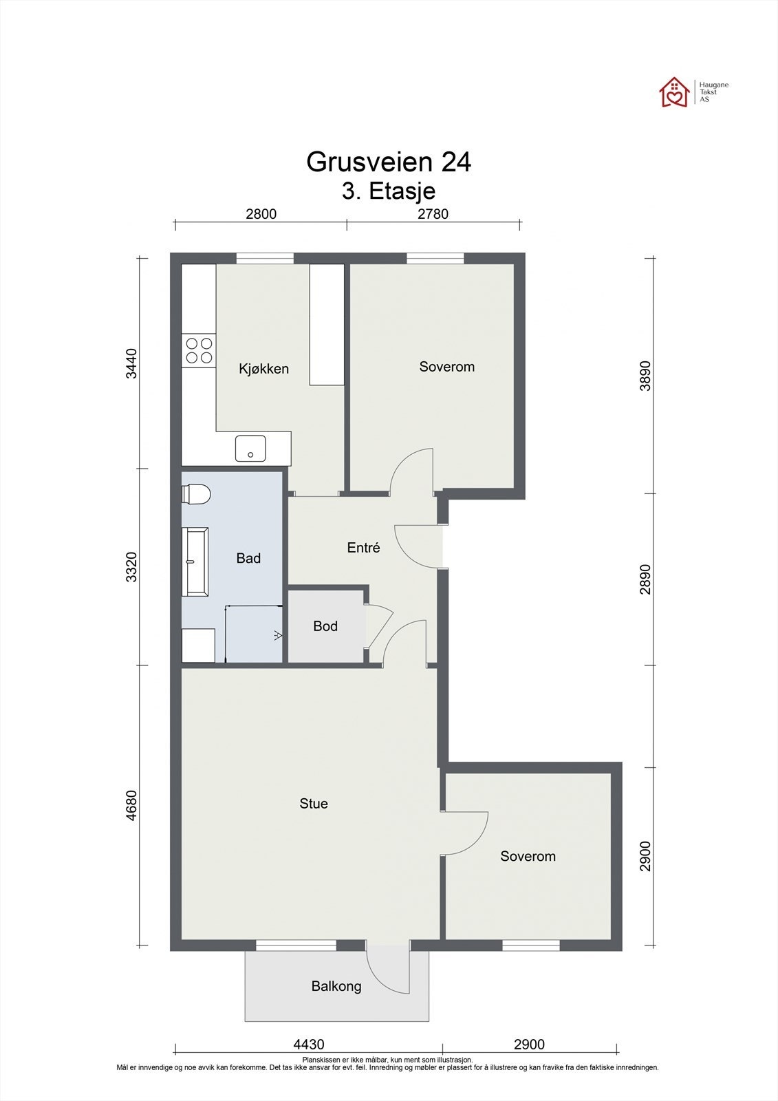 Plantegning - Grusveien 24 - 3. Etasje Galleribilde