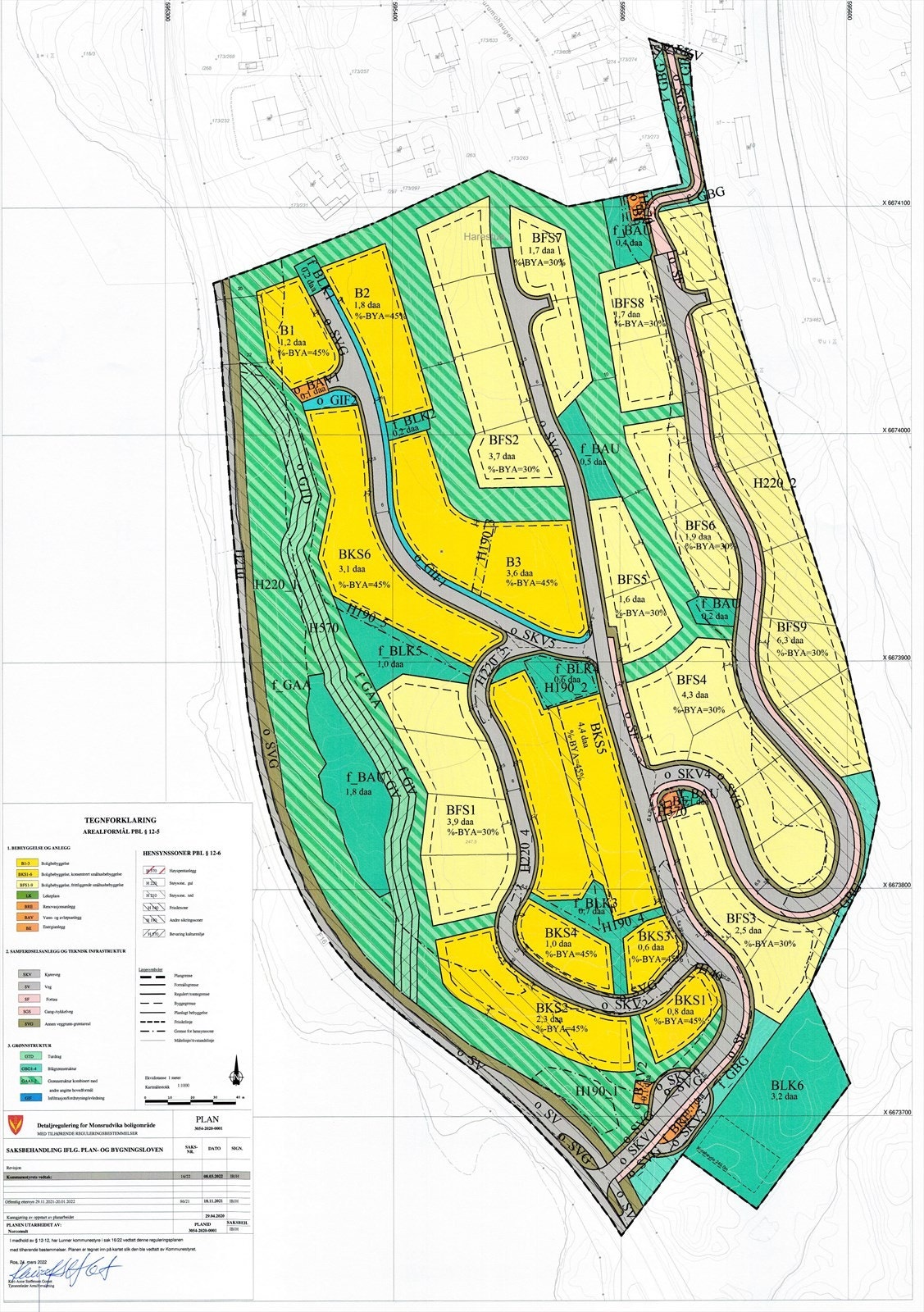 Tomtene som nå selges ligger i området som heter BFS1-BFS9 og er lysegult. Galleribilde