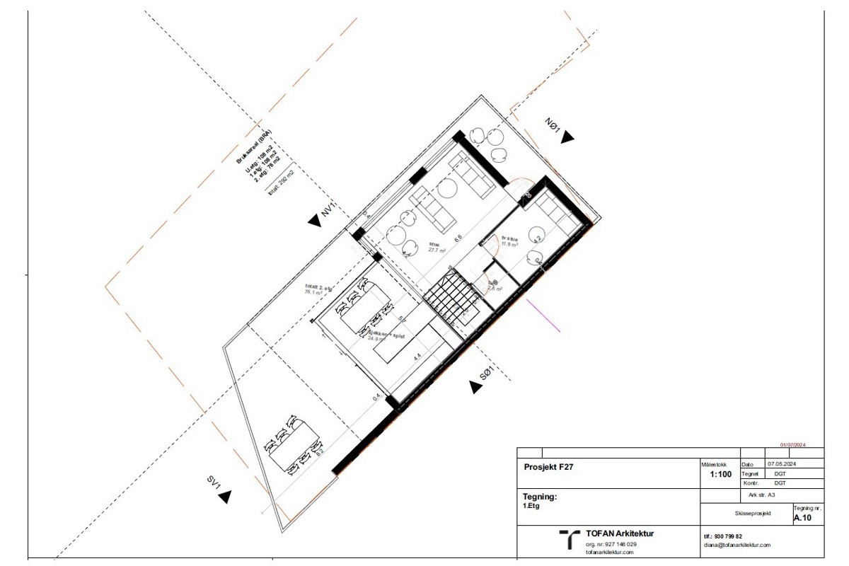 Forslag planskisse 2. etasje. Tegninger/illustrasjoner er i tråd med reguleringsplan/bestemmelser, men ikke byggesøkt og godkjent.