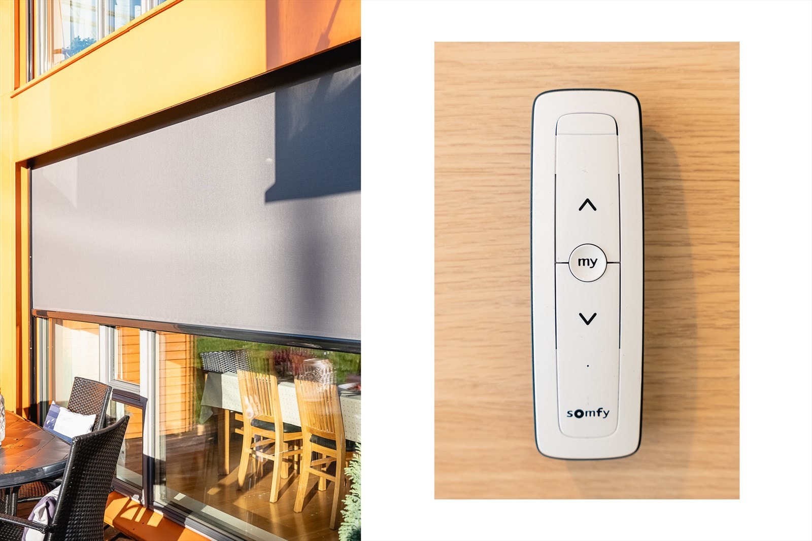 Blir det for mye sol, så gir den elektrisk styrte markisen valuta for pengene. Den skjermer, men tar ikke utsikten bort. Galleribilde