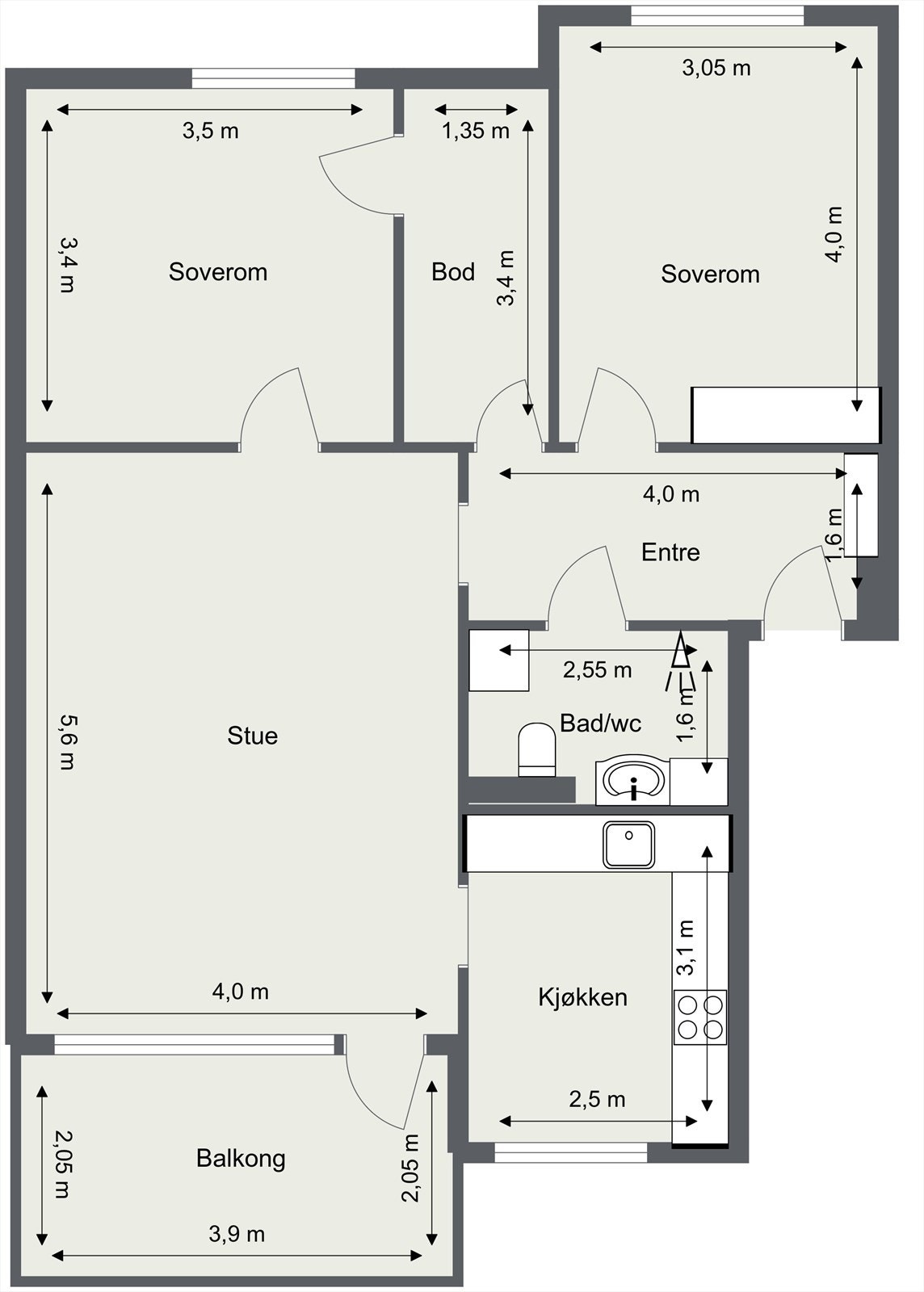 Romslig og praktisk planløsning. Galleribilde