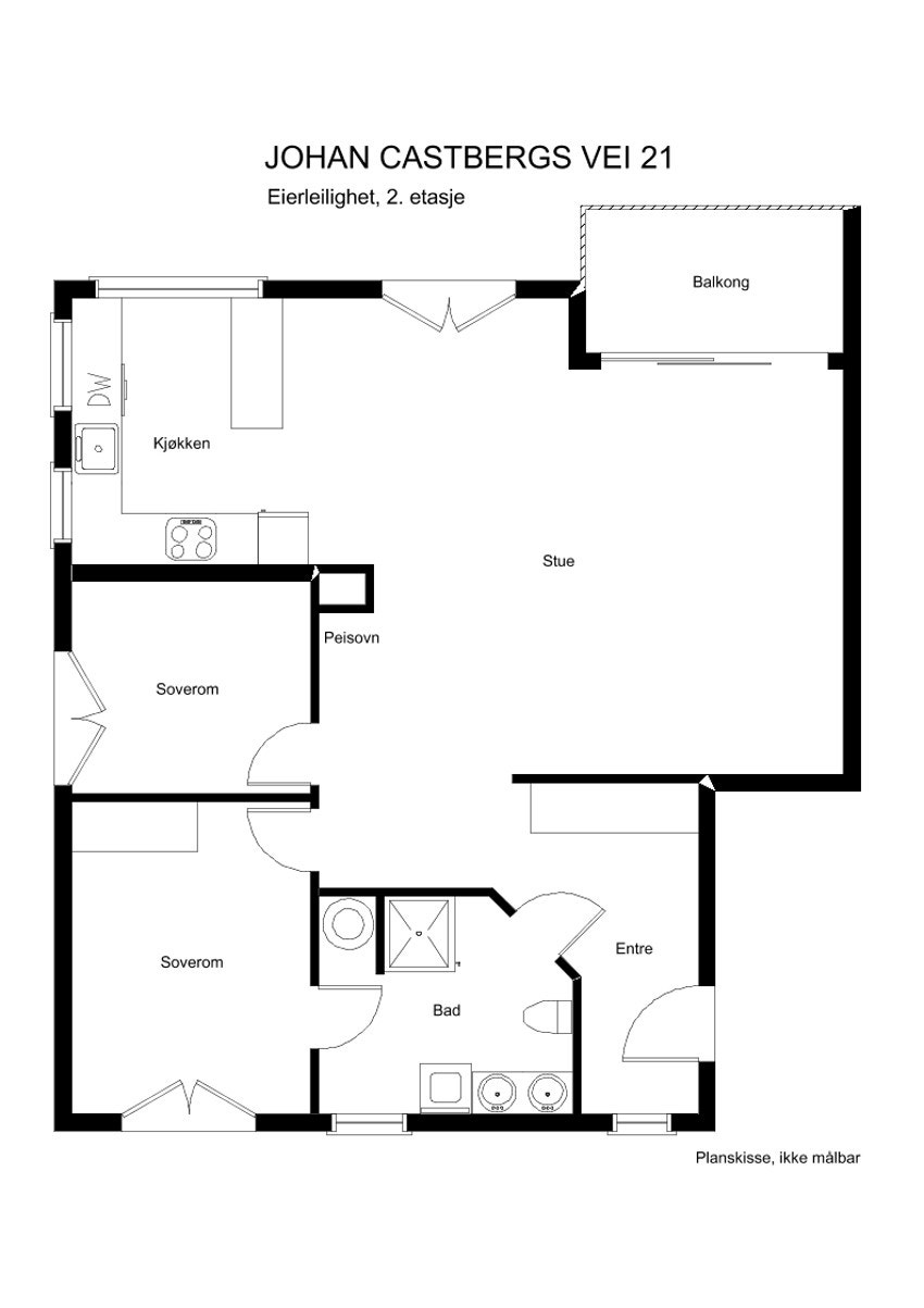 Plantegning Johan Castbergs vei 21, 2. etasje Galleribilde