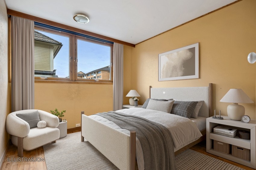 Soverom nr. 2 med plass til både seng og oppbevaringsmuligheter. Galleribilde