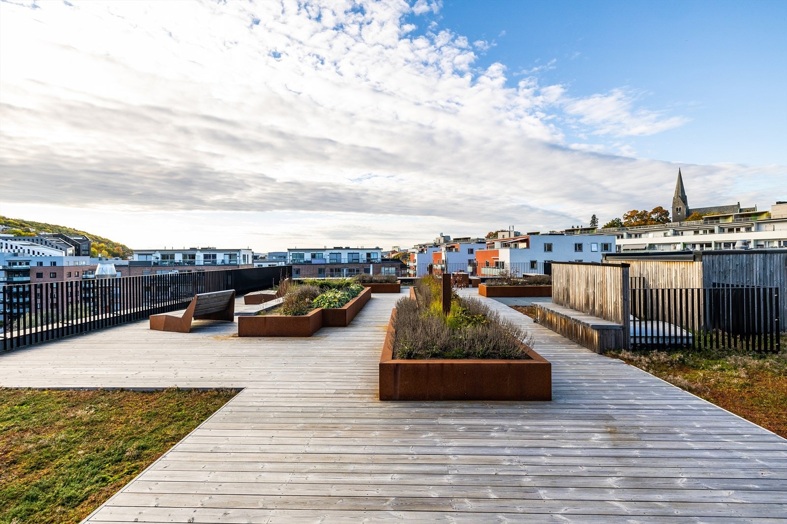 Stor felles takterrasse med flere soner Galleribilde
