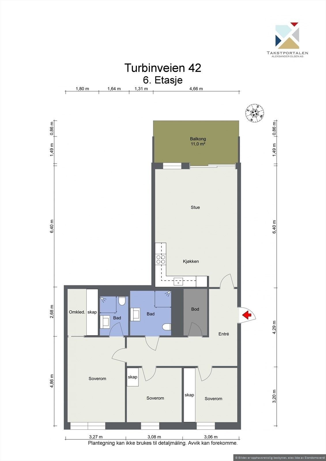 Optimal planløsning med gjennomgående vinduer og store, gode rom Galleribilde