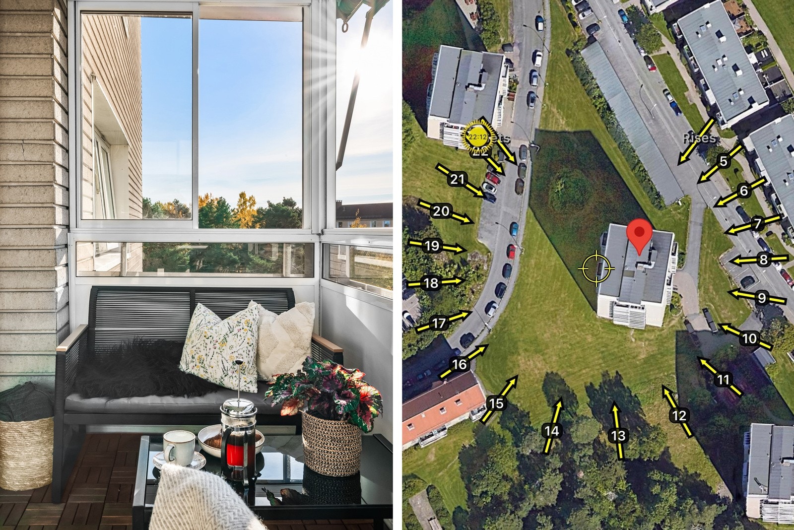 Balkongen er vestvendt og har gode solforhold på dag og kveld. Galleribilde