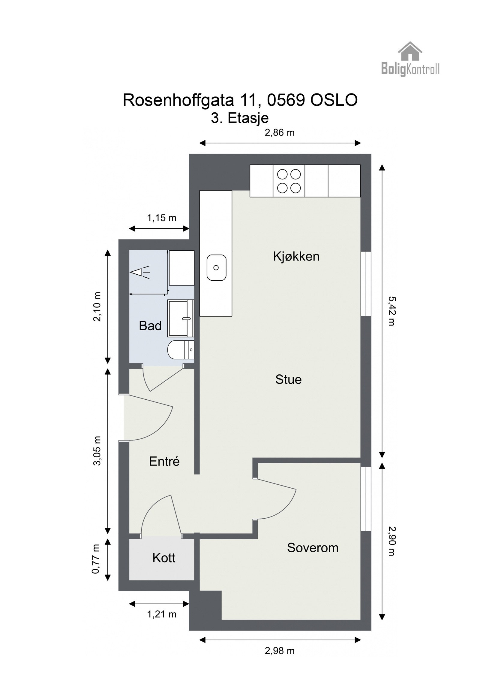 Floorplan letterhead - Rosenhoffgata 11, 0569 OSLO - 3. Etasje - 2D Floor Plan Galleribilde