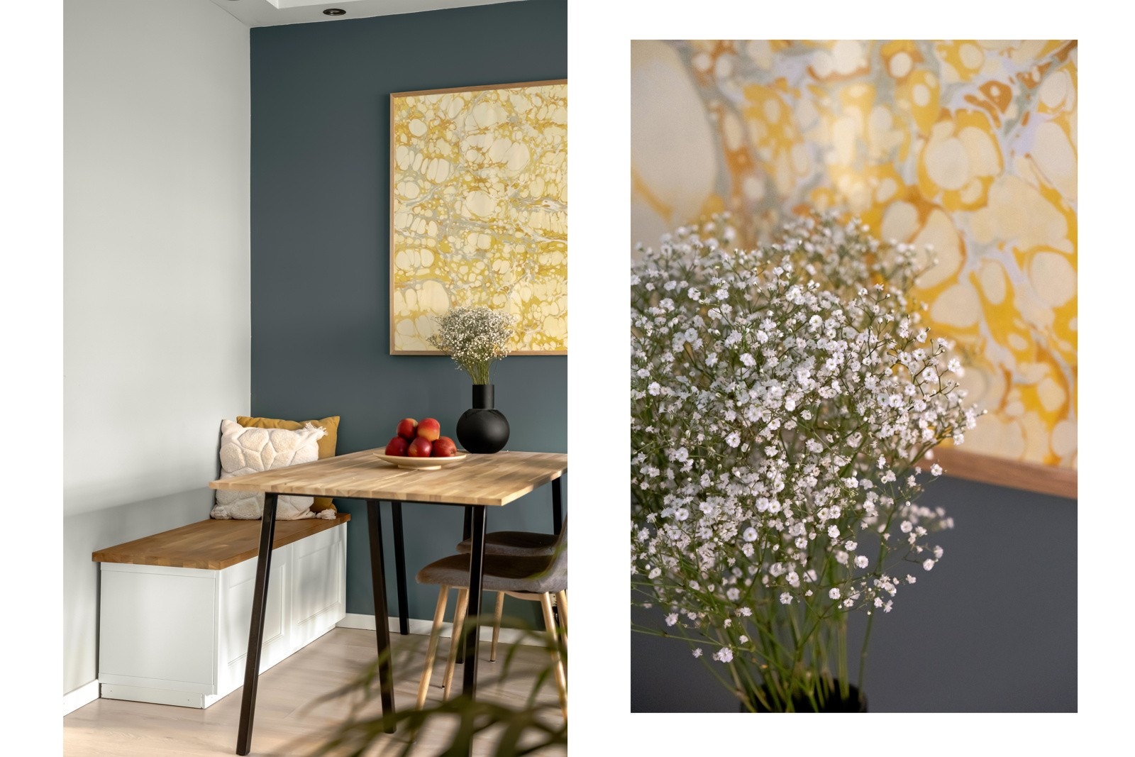 Det er fin plass til spisegruppe i stuen. Galleribilde