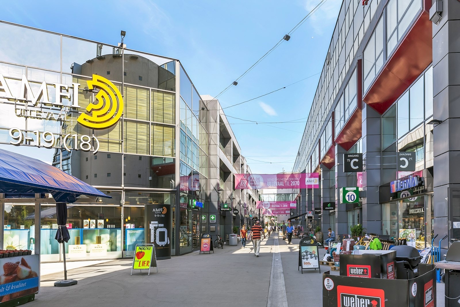 Dagligvarehandelen kan blant annet gjøres på Rema 1000 ved Sogn studentby eller Coop Mega og Kiwi på Ullevål. Senteret "Amfi Ullevål" ligger ca. 5 minutters gange unna Galleribilde