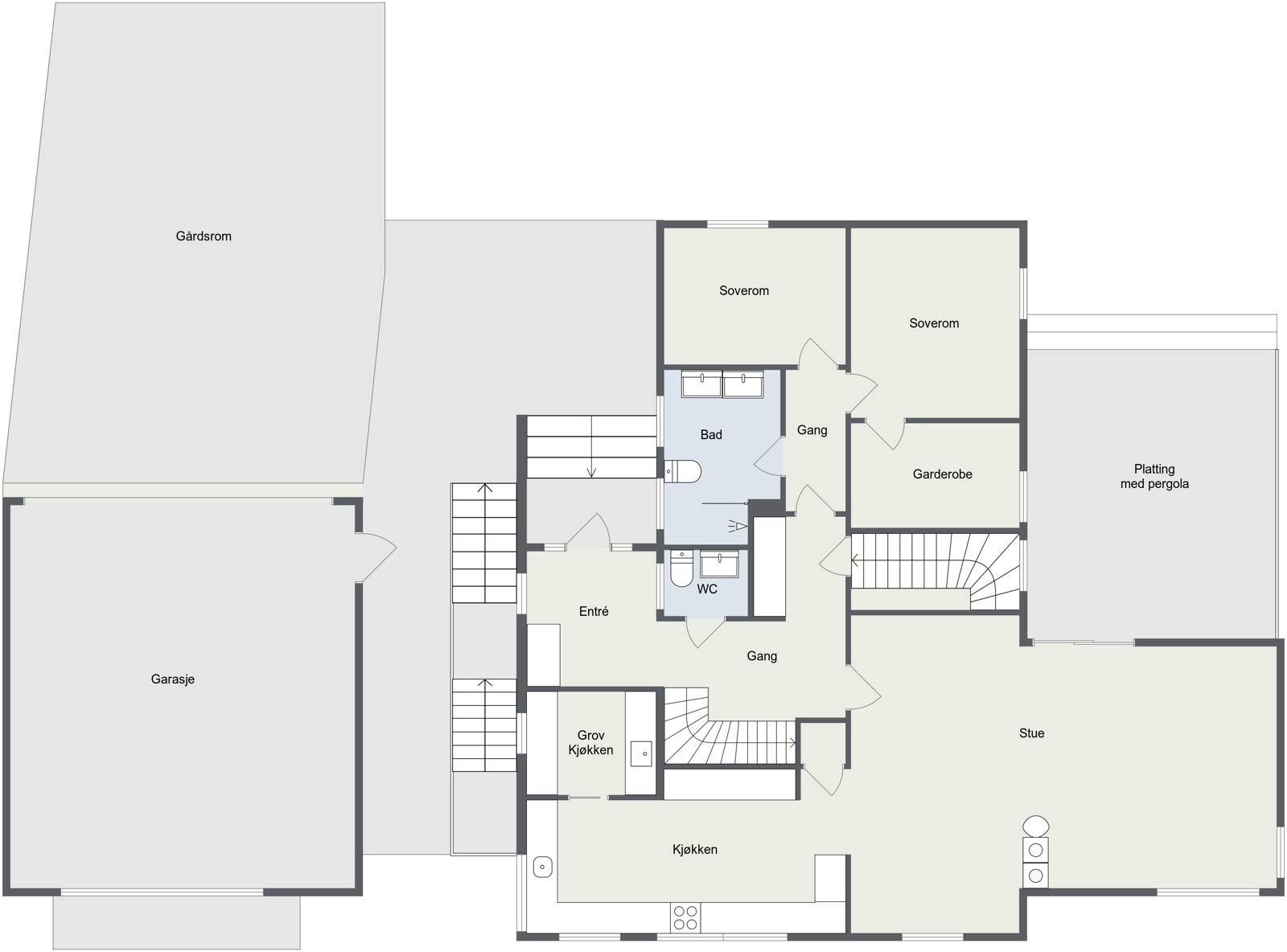 Plantegning 1. etg. Galleribilde