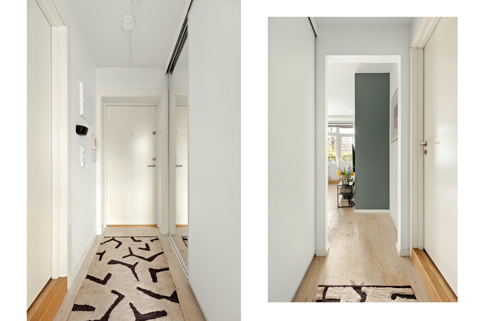 Velkommen inn! I entréen finner du en romslig skyvedørsgarderobe som gir god lagringsplass. Galleribilde