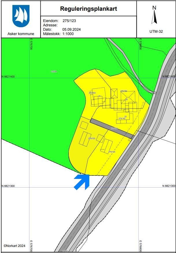 Reguleringsplankart | området grenser mot friområde Galleribilde