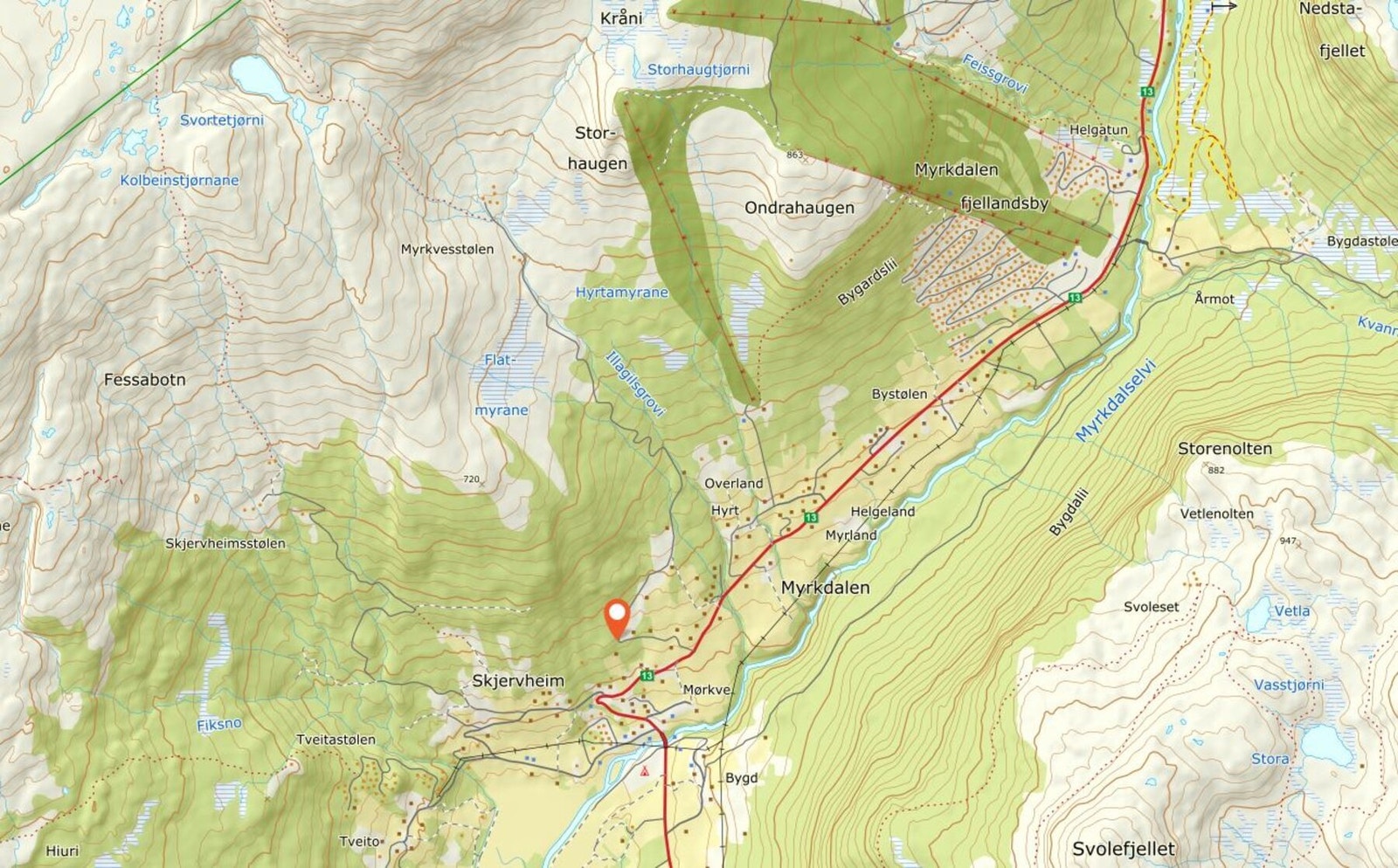 Kart Myrkdalen Galleribilde