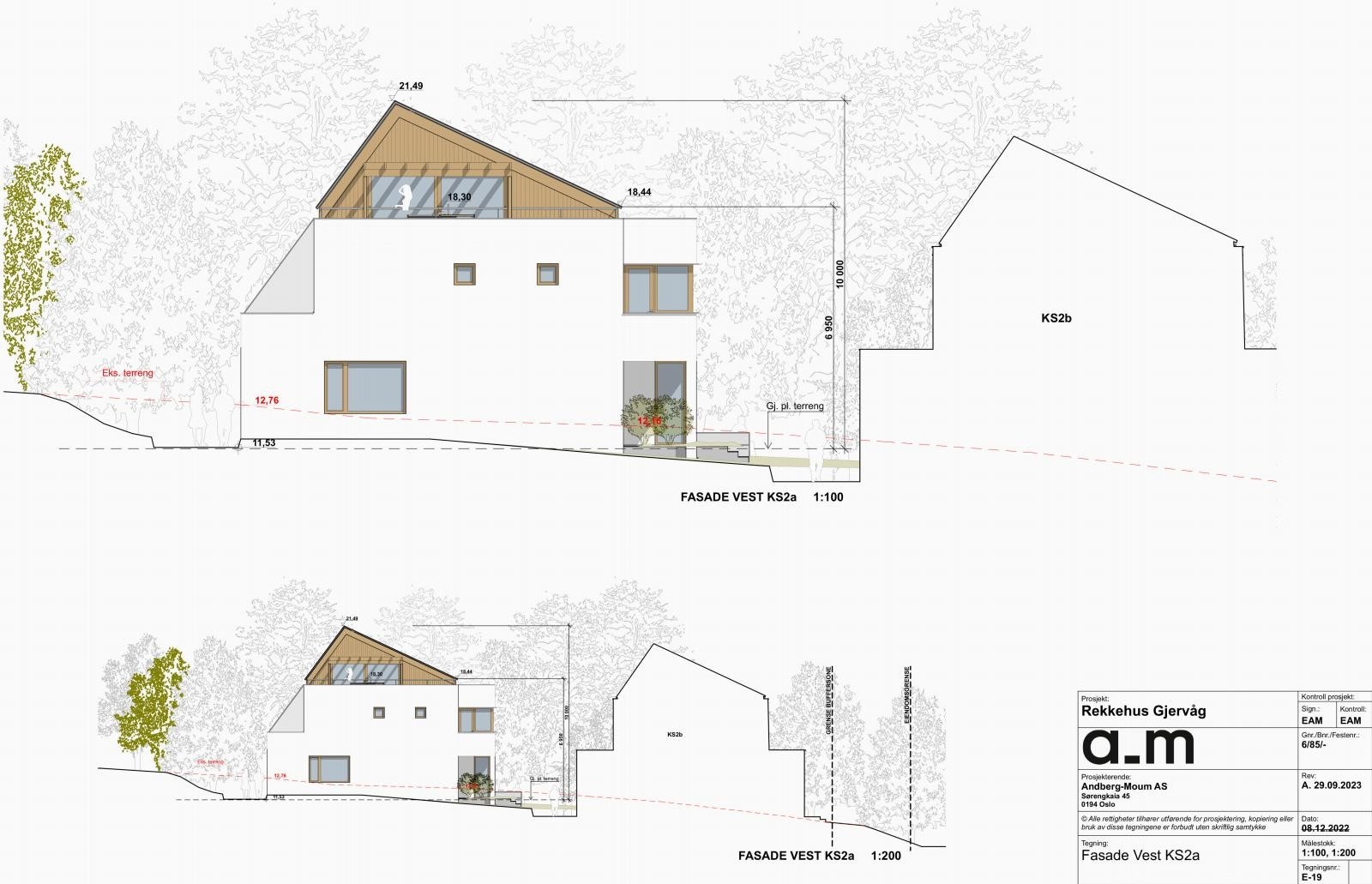 Fasade Vest - Rammetillatelsen omfatter også opparbeidelse av parkeringsareal, to nærlekeplasser, interne gangarealer, gang- og sykkelsti. Galleribilde