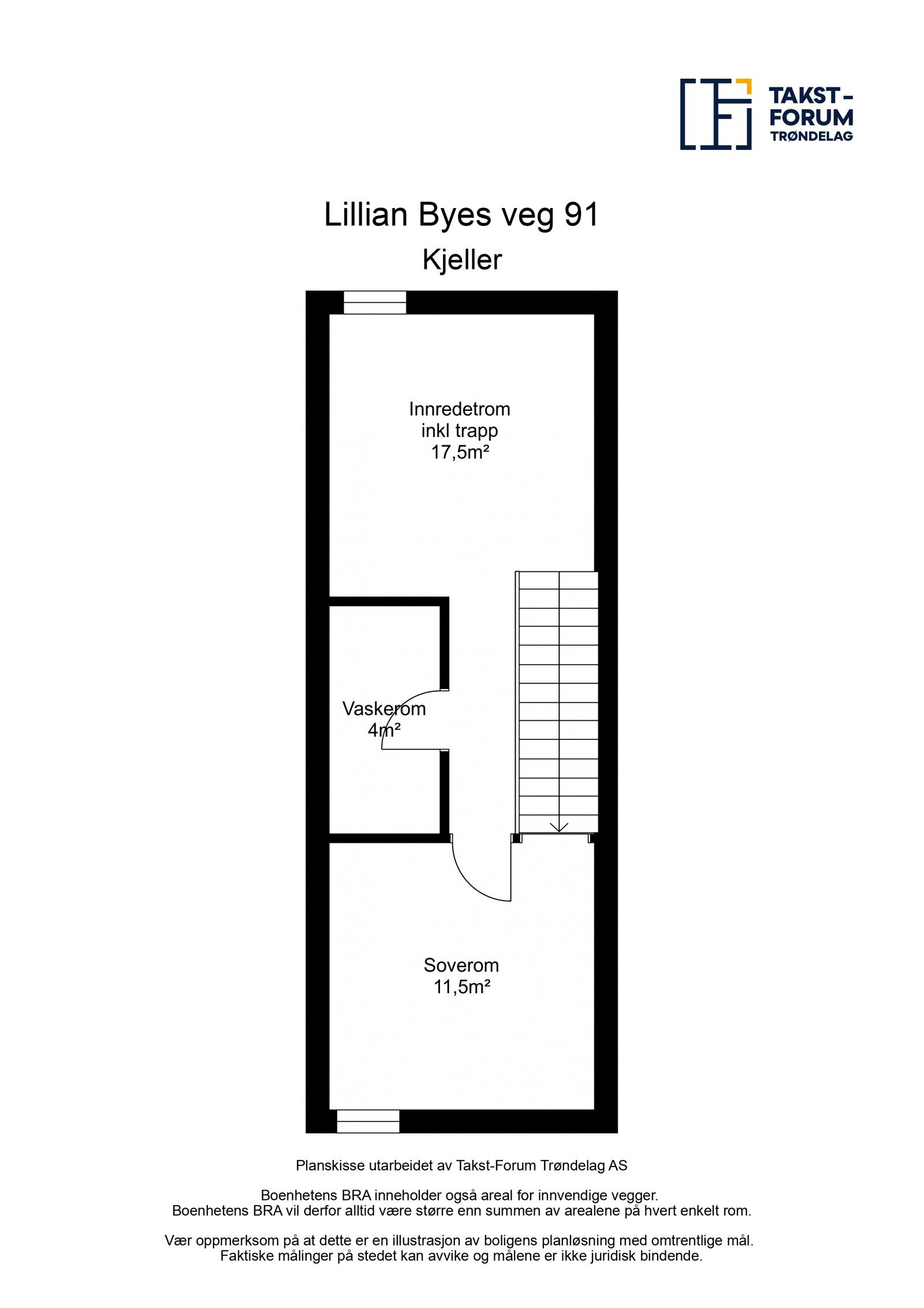 Planskisse kjeller med arealer. Galleribilde