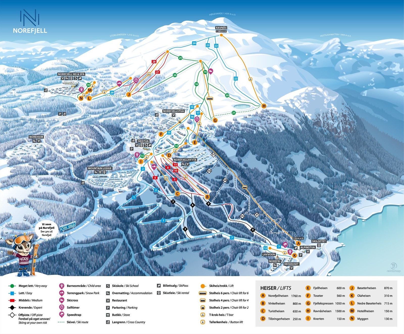 Alpintkart Norefjell. Galleribilde