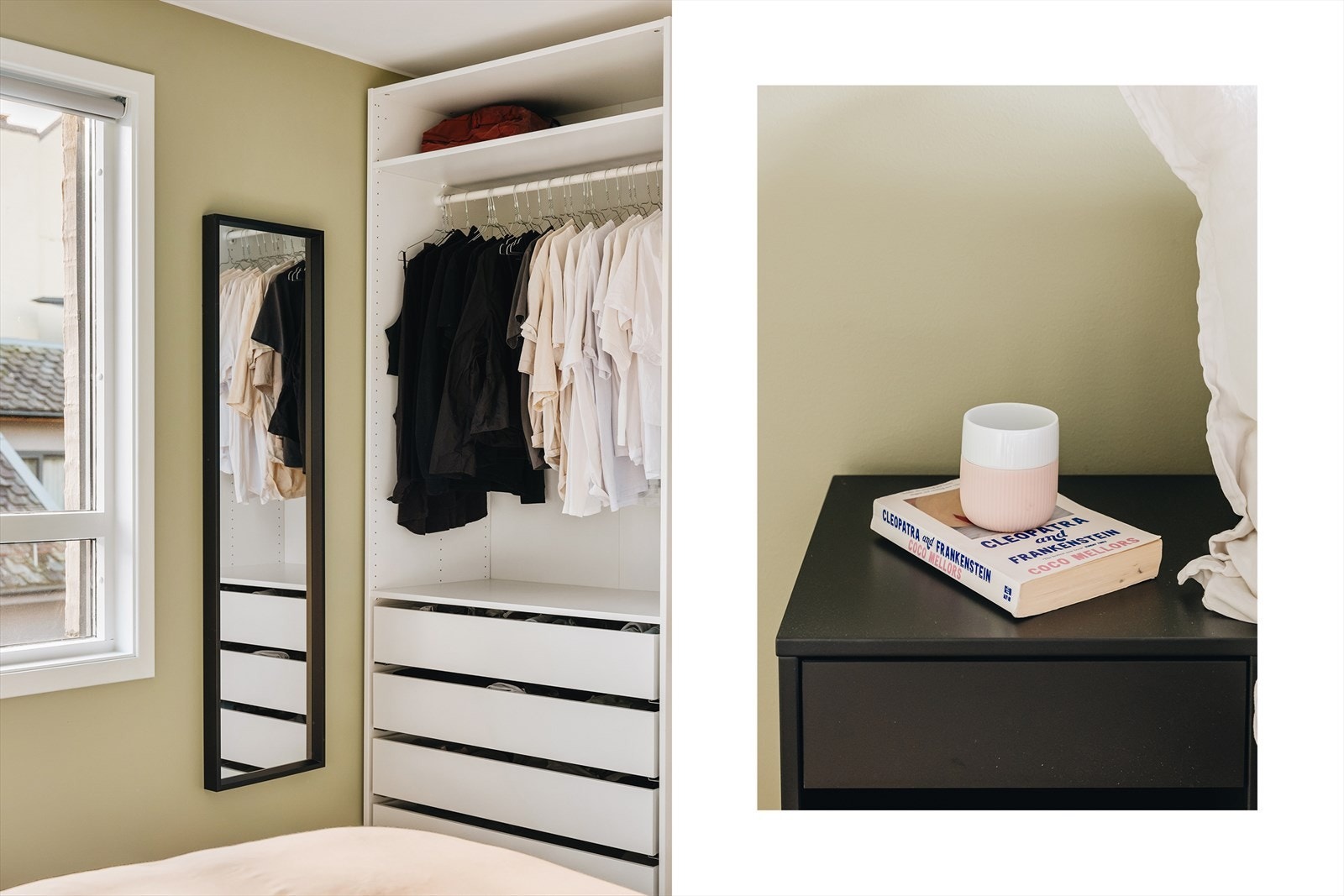 Dersom man ønsker garderoberekke over hele veggen, er kommoder i midten mulig å erstatte med skap (og evt. en skyvedør for å lukke igjen). Galleribilde