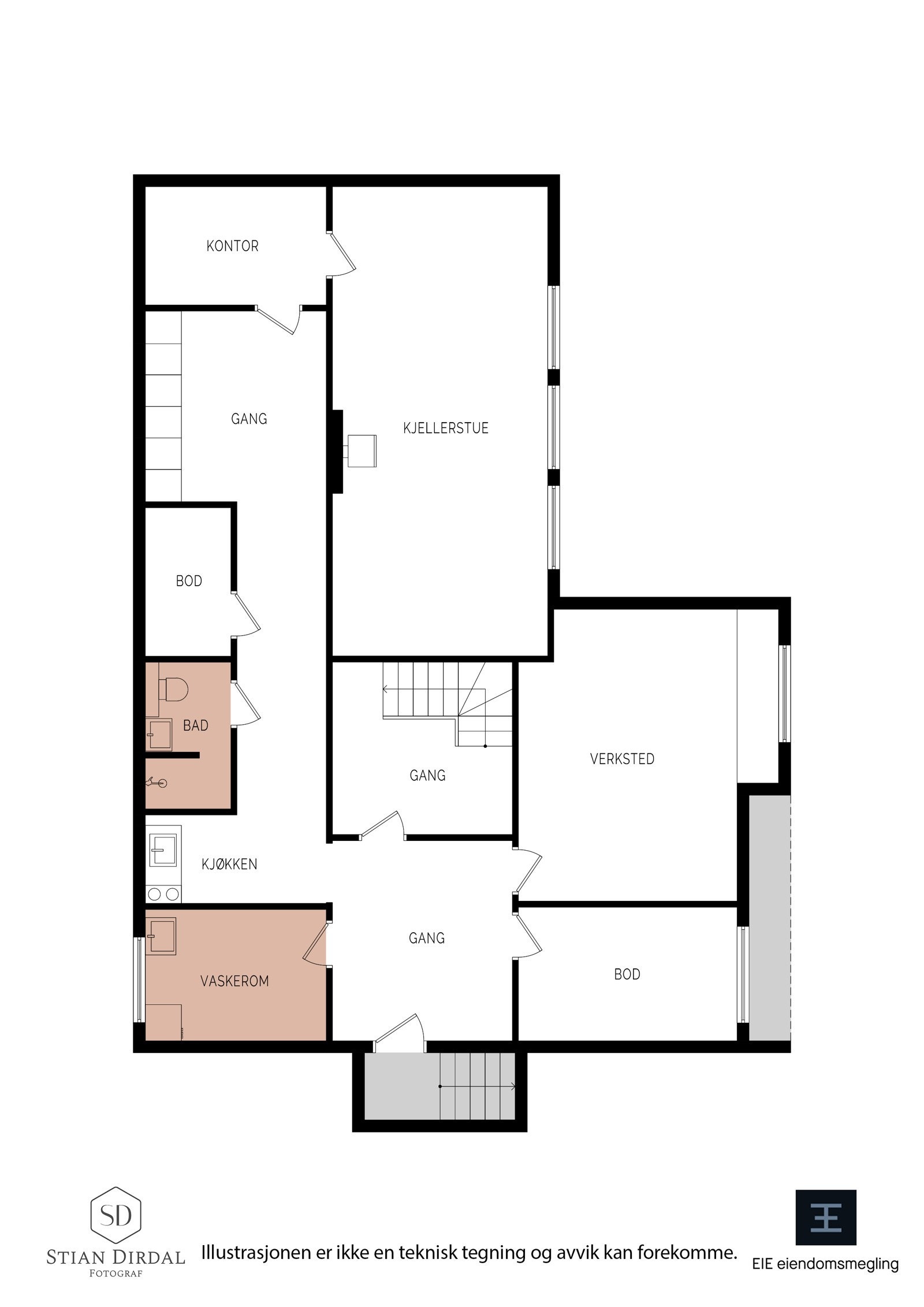 Plantegning U. etg. Galleribilde