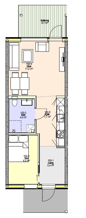 45 m2 1.etasje Galleribilde