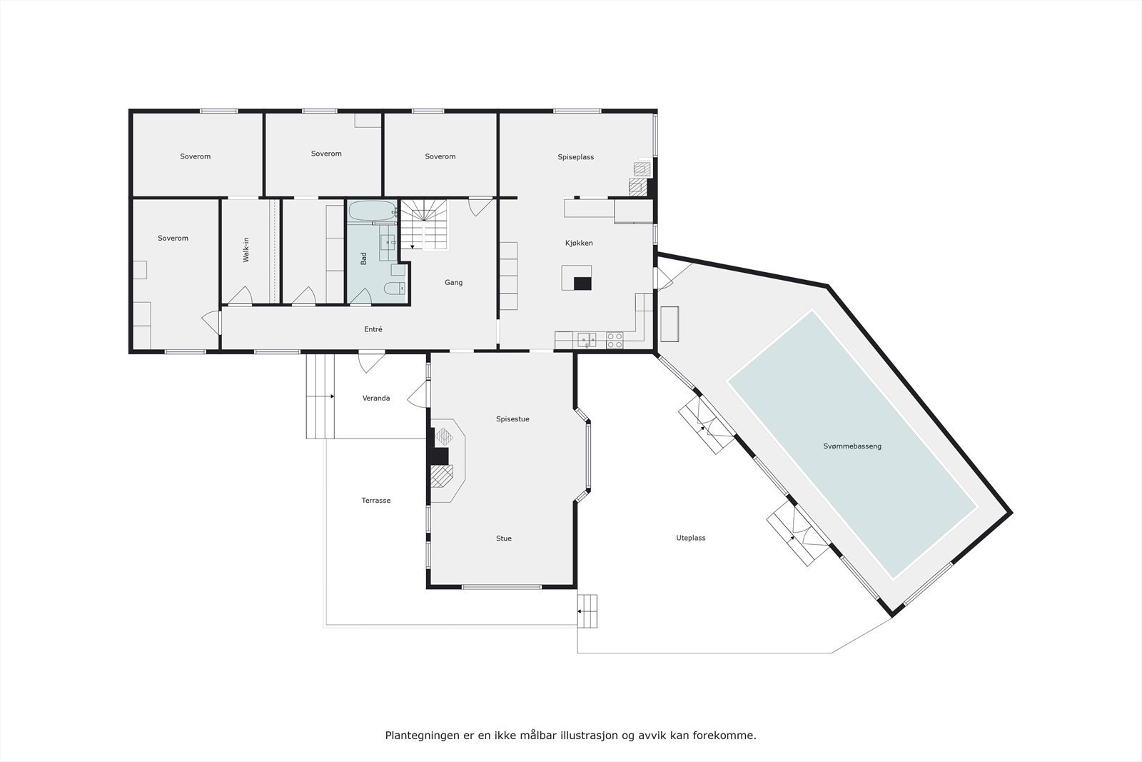 Plantegning, enebolig i 1. etg. Galleribilde