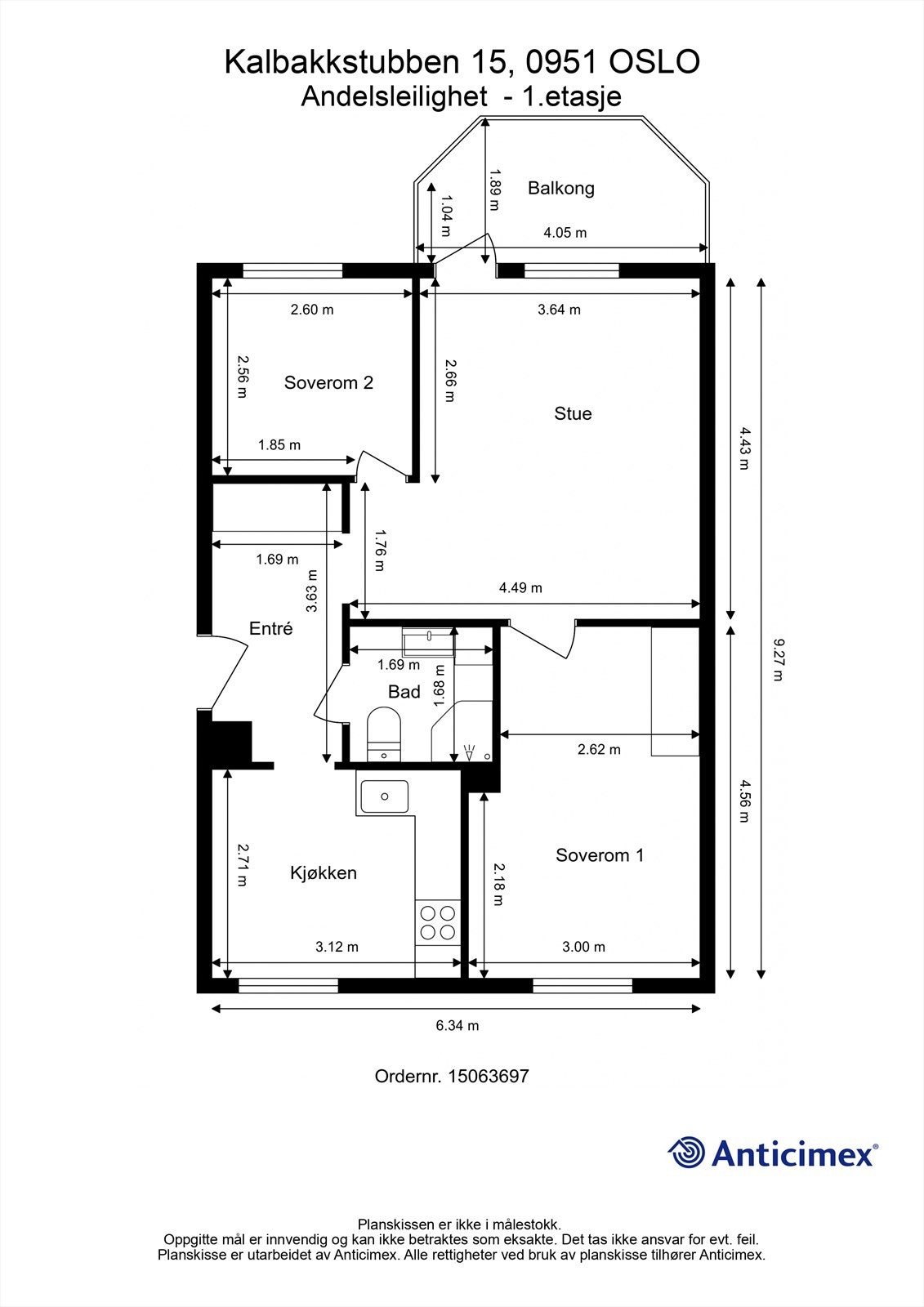Målsatt plantegning Galleribilde