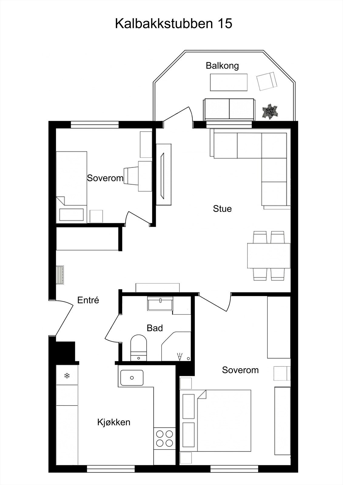 Møblert plantegning Galleribilde